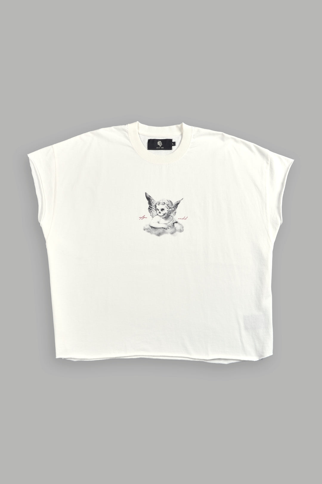 Watch Over Me Grunge Cut-Off Tee in Cream