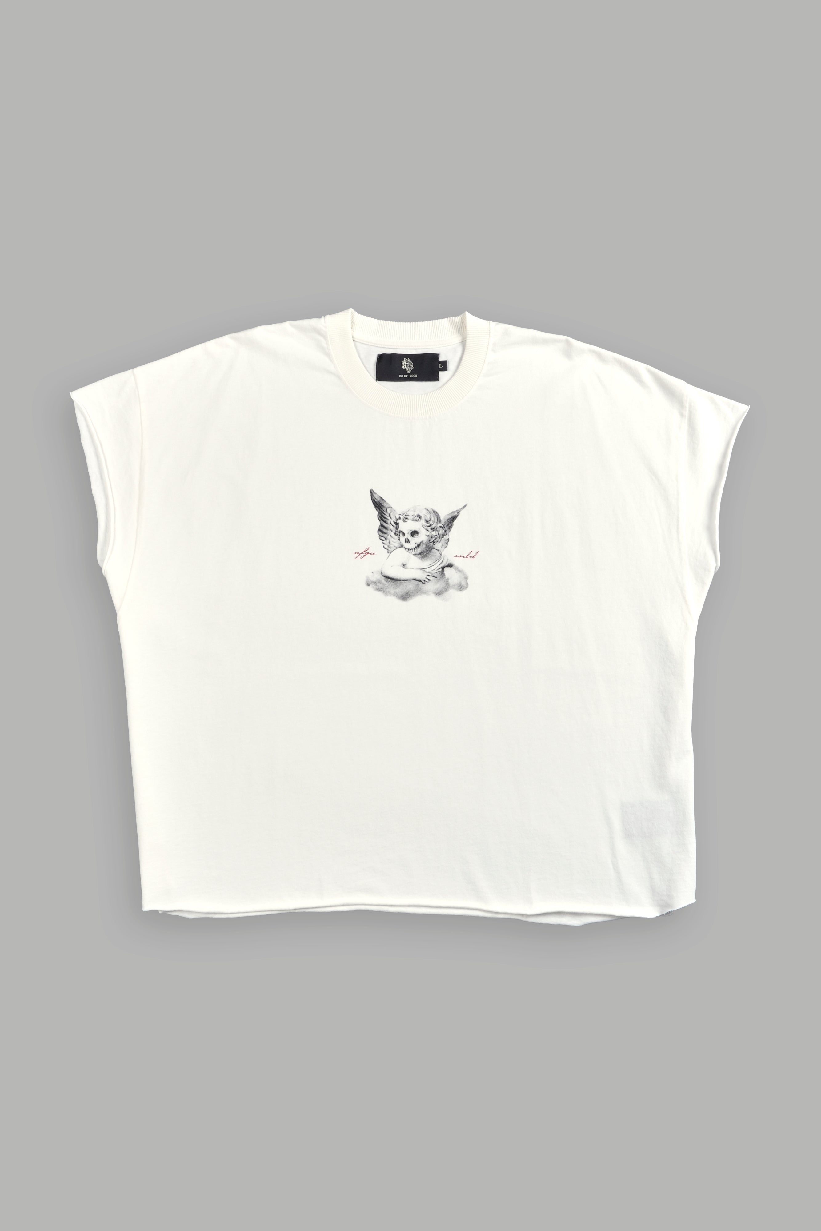 Watch Over Me Grunge Cut-Off Tee in Cream