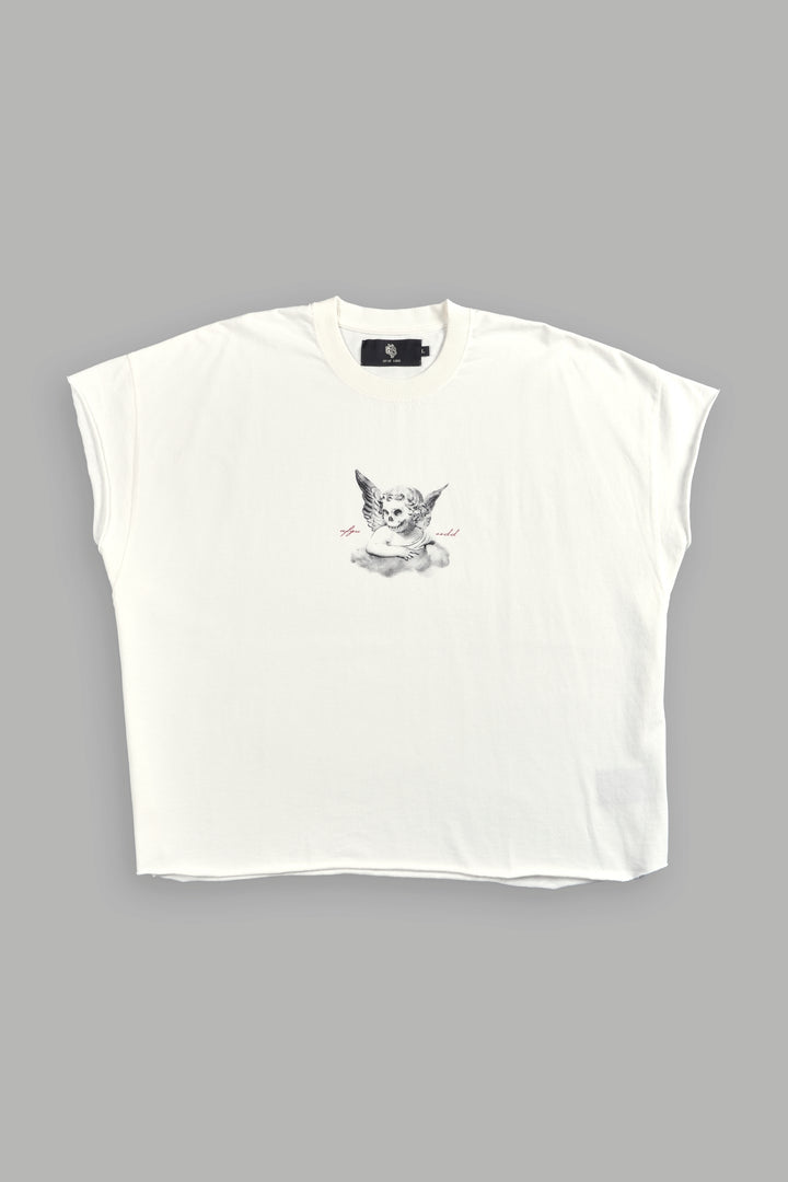 Watch Over Me Grunge Cut-Off Tee in Cream