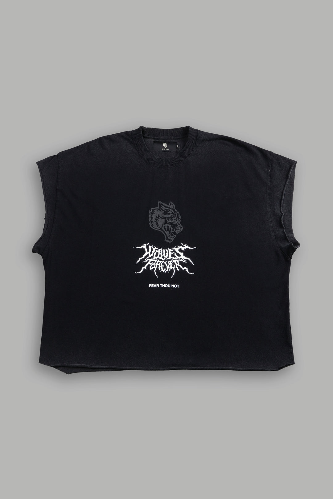 Casted Out Grunge Cut-Off Tee in Black