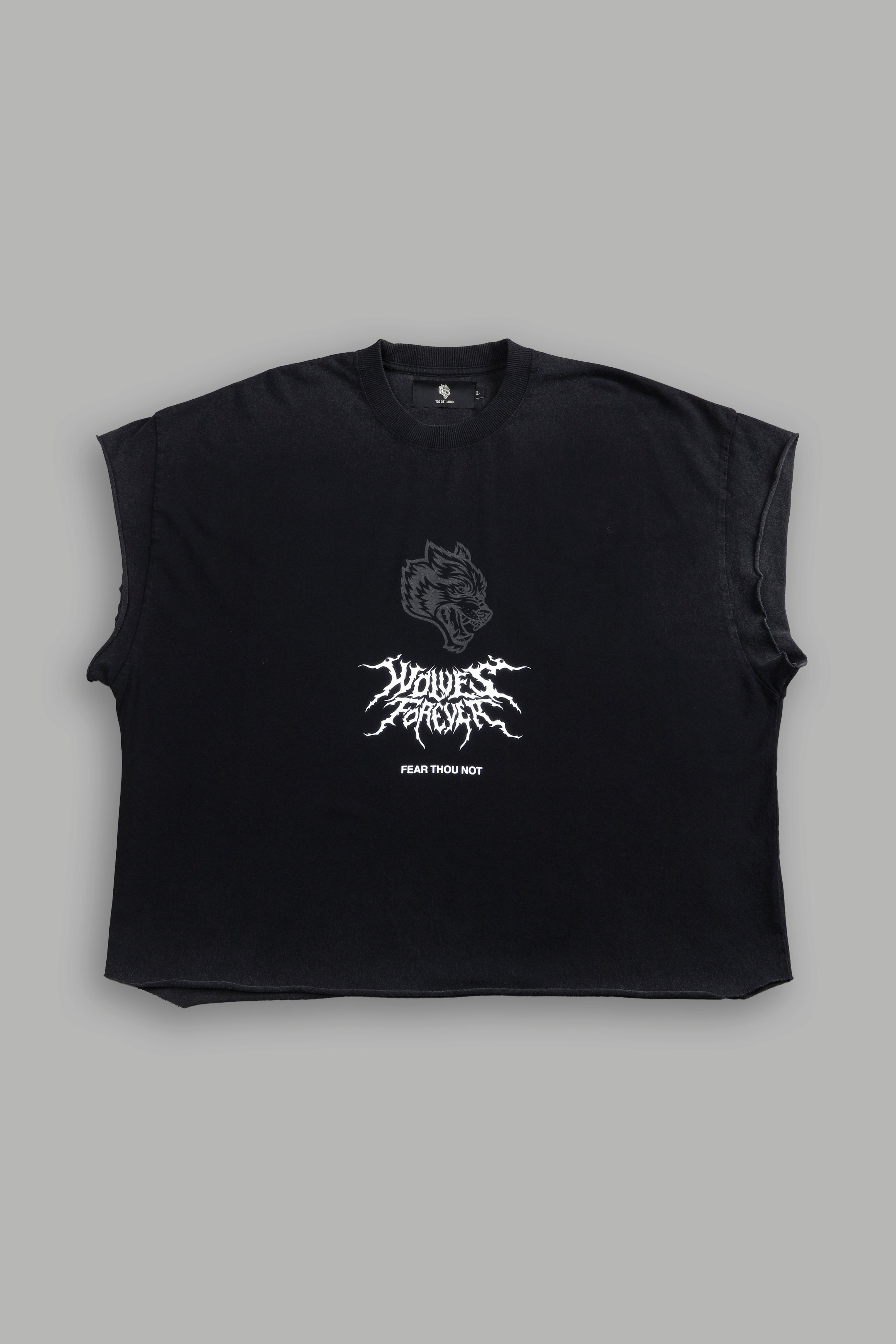 Casted Out Grunge Cut-Off Tee in Black