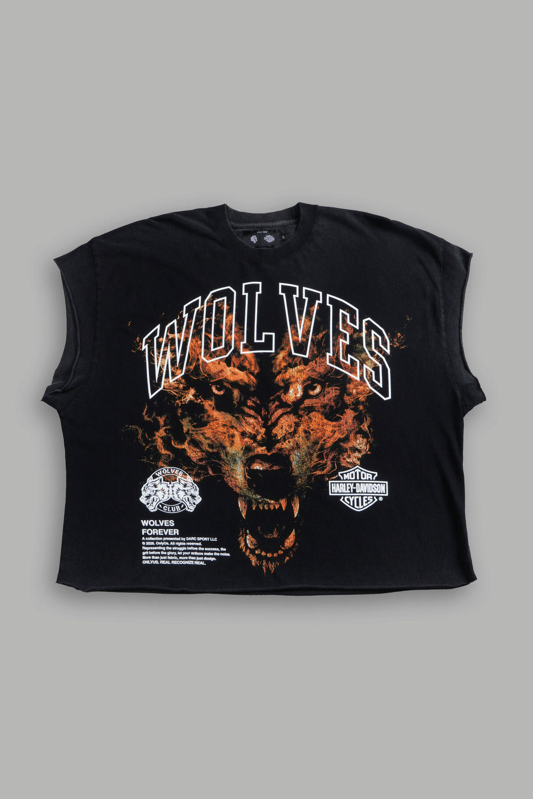 Born From Fire Grunge Cut-Off Tee in Black