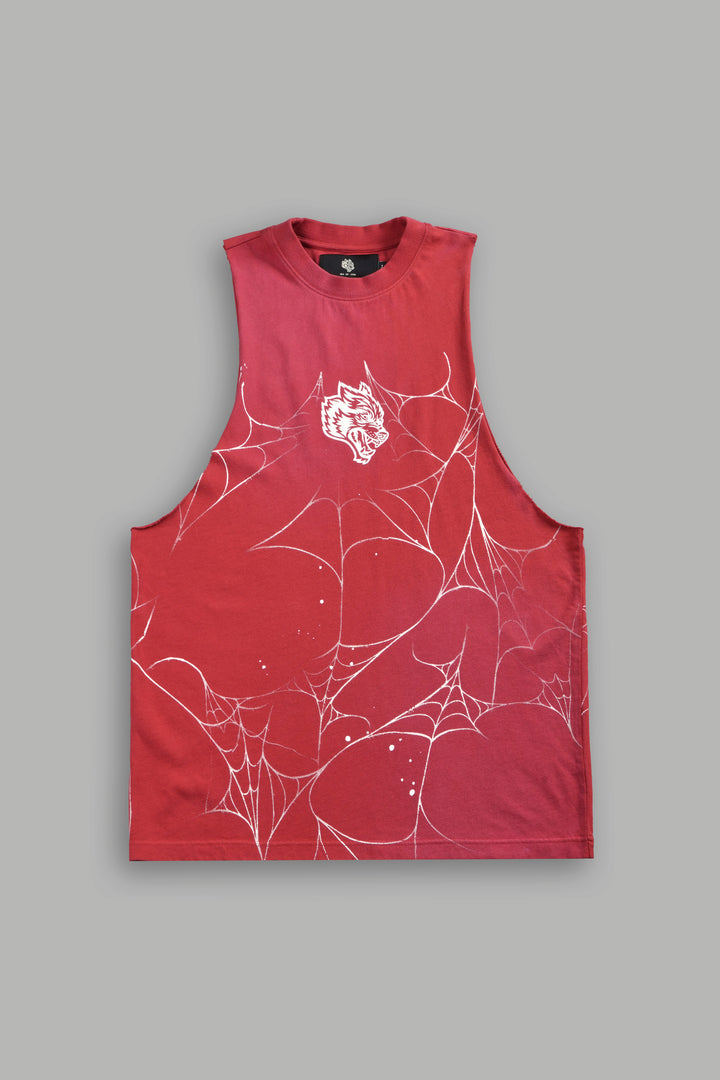 Web Chopper Tommy Muscle Tee in Roman Red Sun Fade