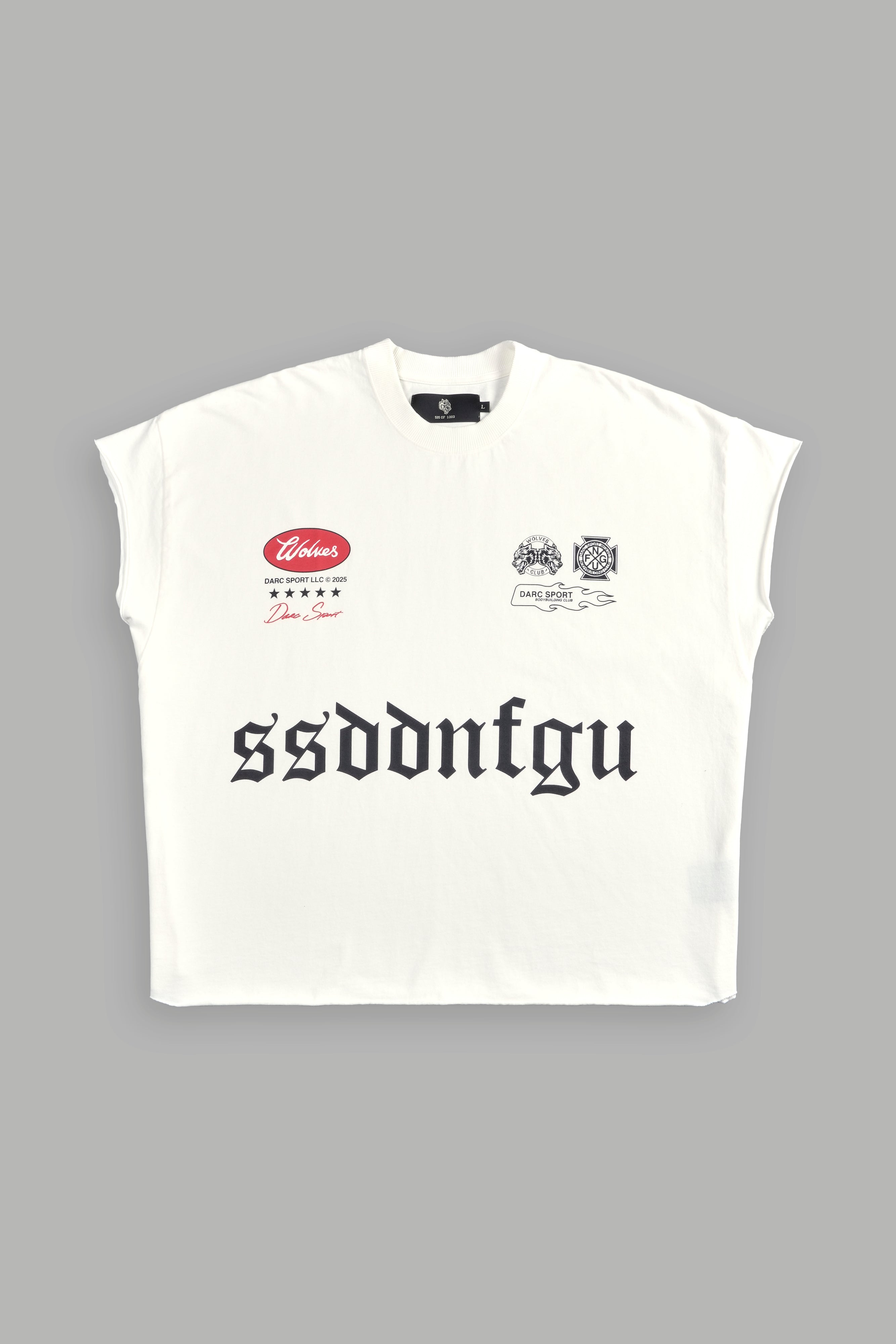 Us Forever Grunge Cut-Off Tee in Cream