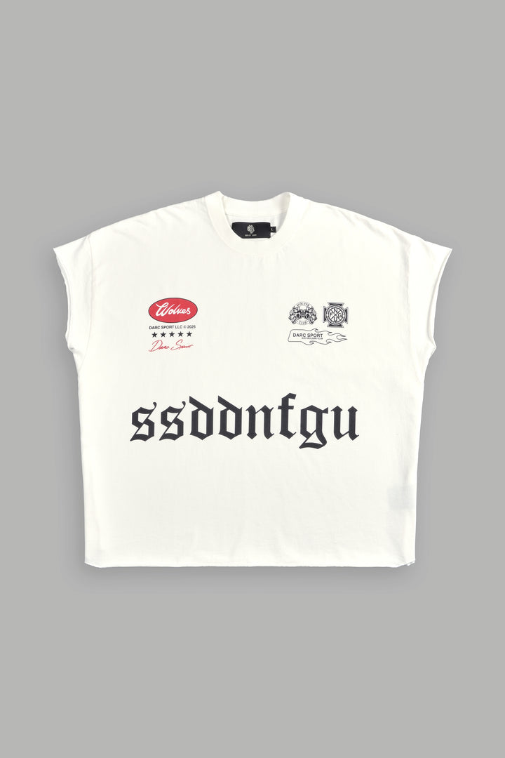 Us Forever Grunge Cut-Off Tee in Cream