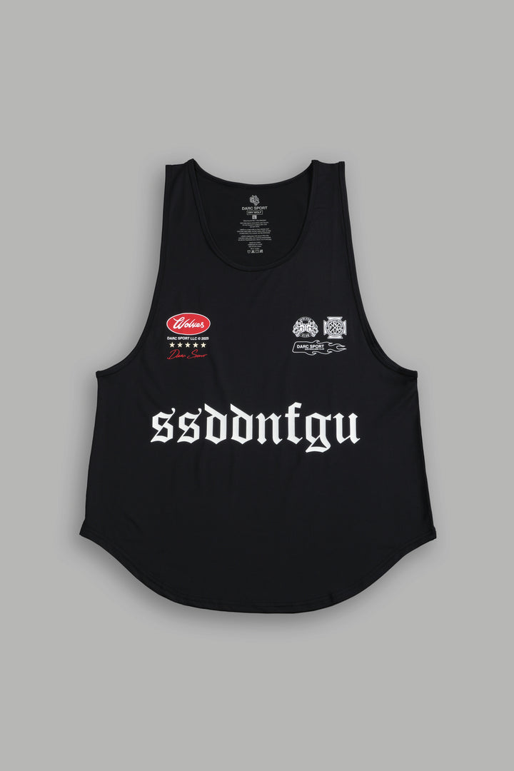 Us Forever "Dry Wolf" (Drop) Tank in Black