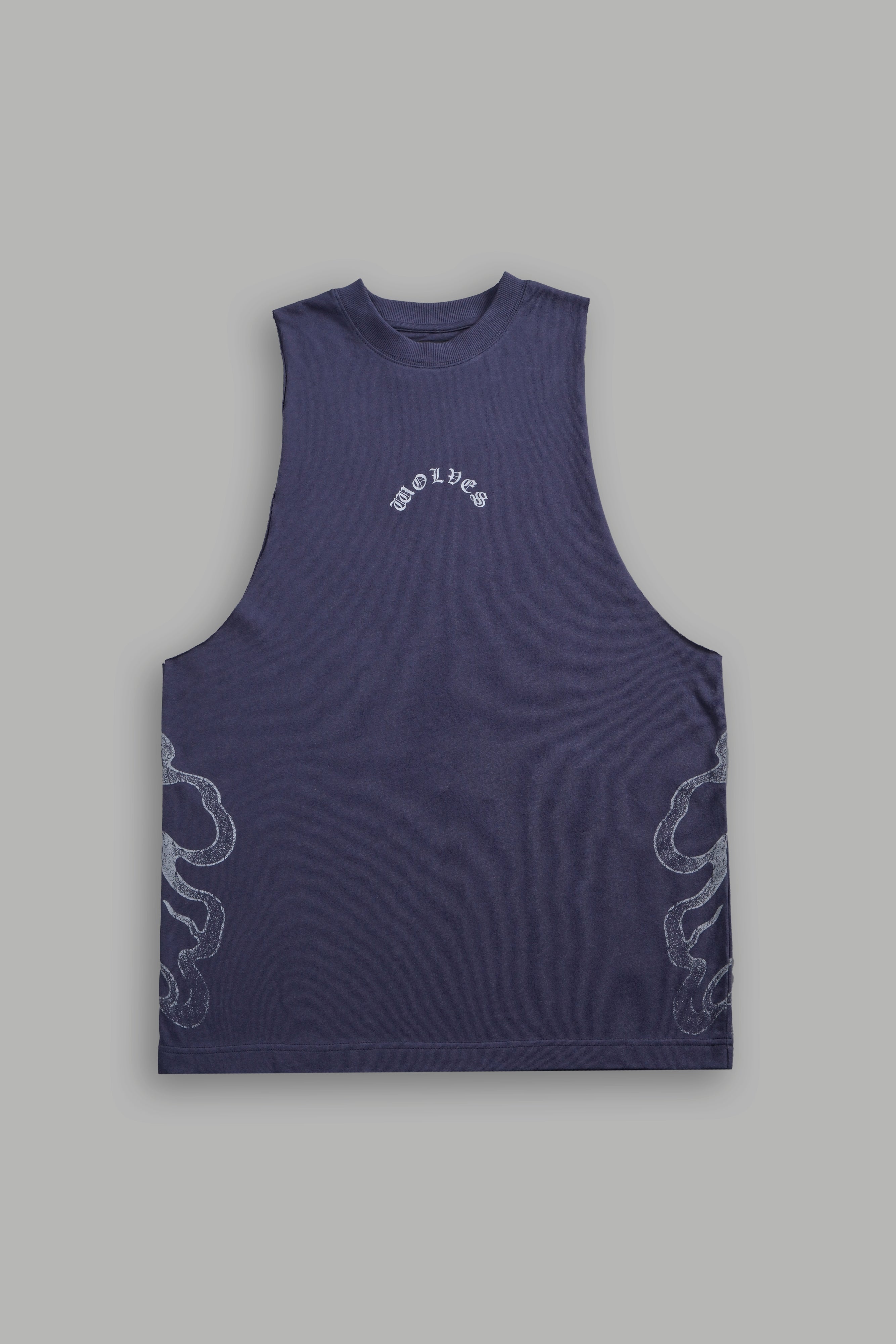 Wolves Never Back Down V2 Tommy Muscle Tee in Storm Blue
