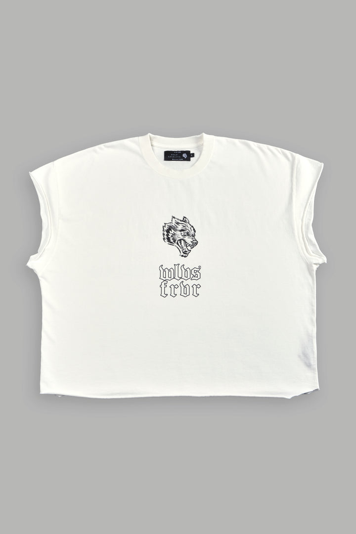 Last Breath Grunge Cut-Off Tee in Cream