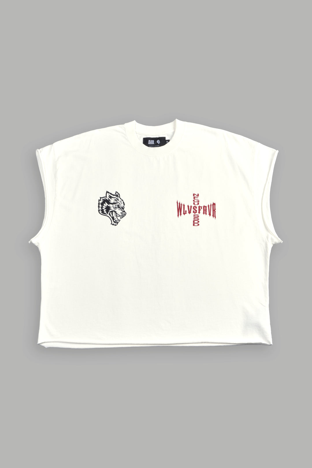 Born Darc Grunge Cut-Off Tee in Cream