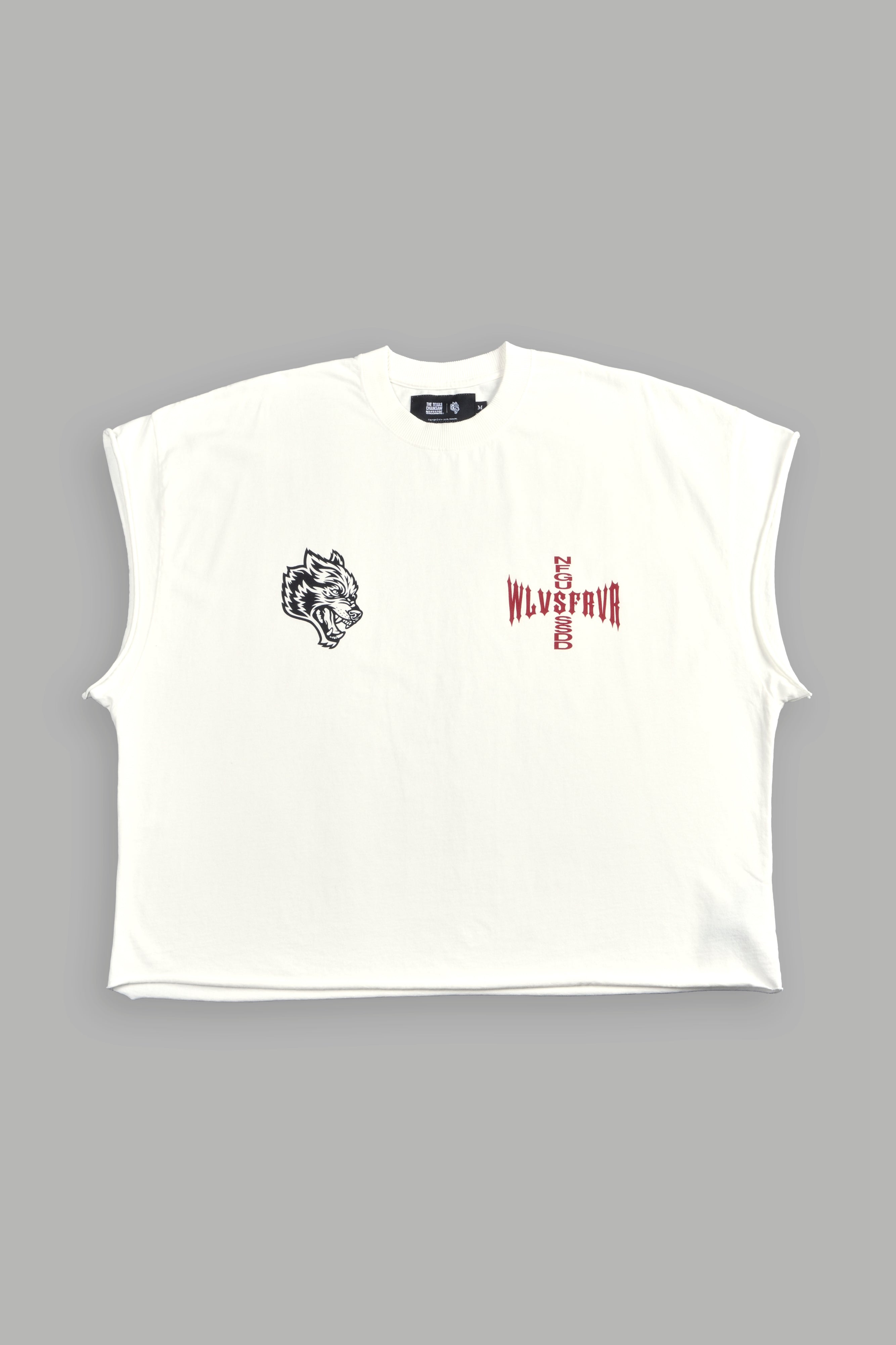 Born Darc Grunge Cut-Off Tee in Cream