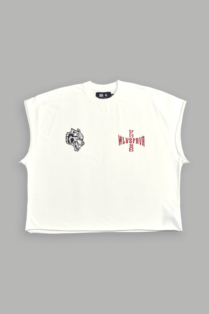 Born Darc Grunge Cut-Off Tee in Cream