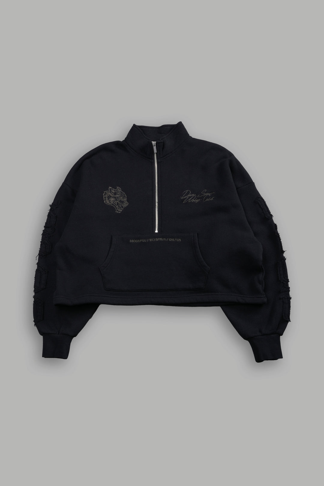 Our Mantra Appliqué Oversized "Everson" Mockneck in Black