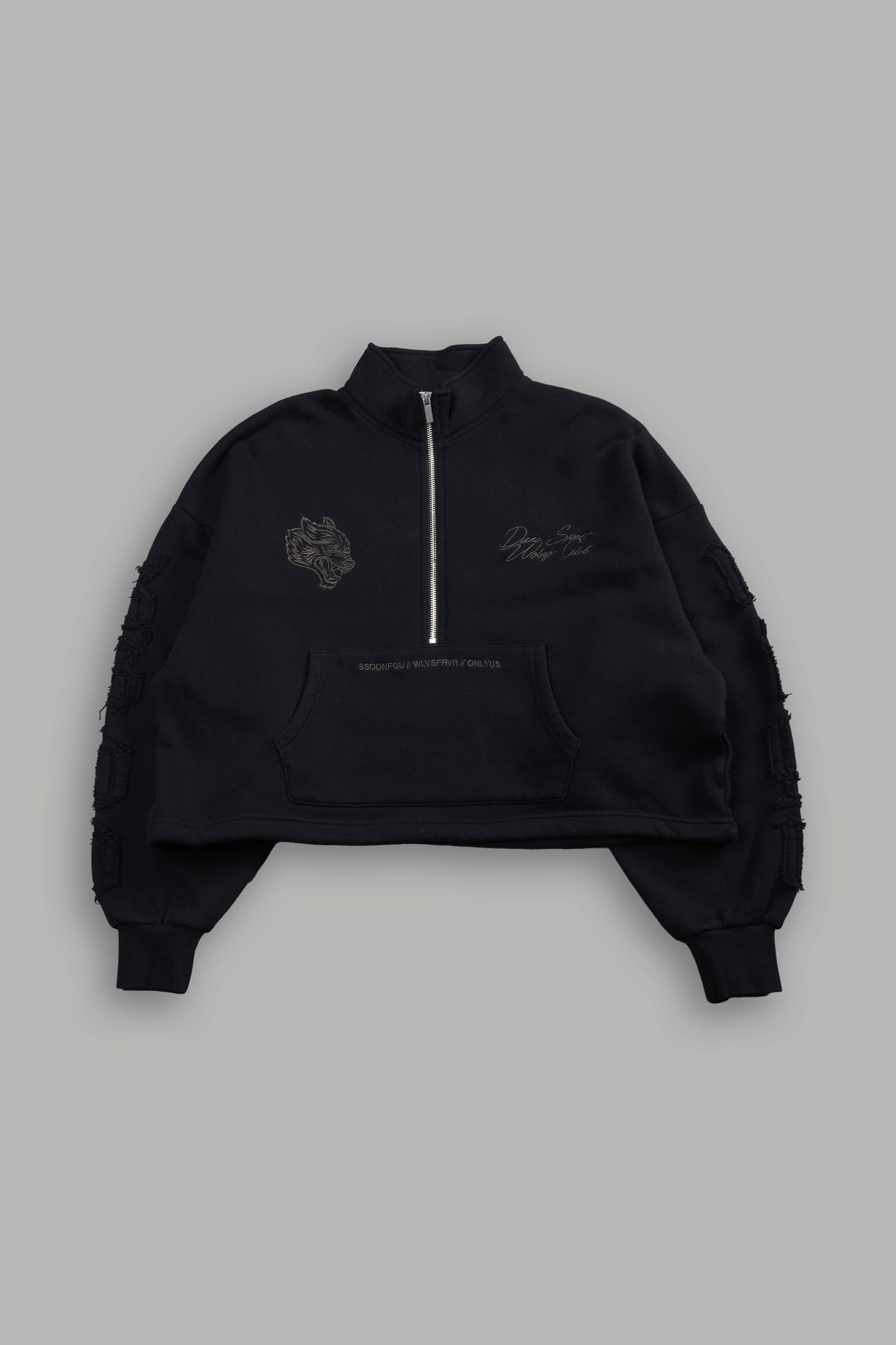 Our Mantra Appliqué Oversized "Everson" Mockneck in Black