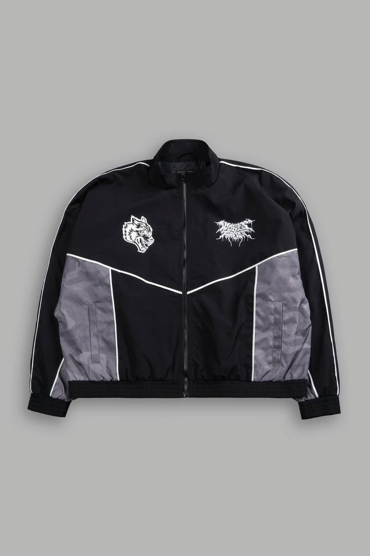 Drip Hesh Quinn Track Jacket in Black/Lush Vintage Woodland Camo