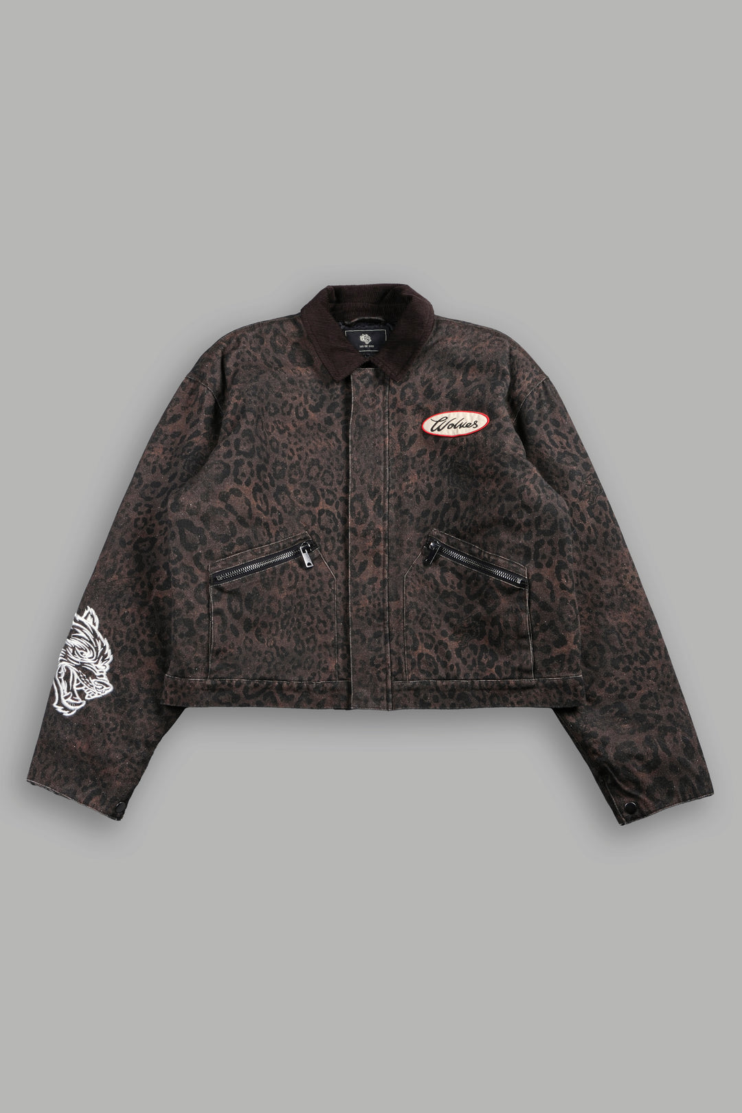 Wolves Script Patch Earl Jacket in Darc Brown Leopard