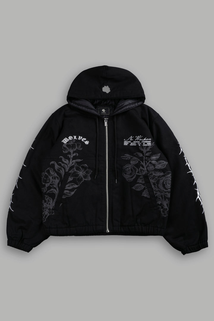 Wolves Pray Calaway Jacket in Distressed Black