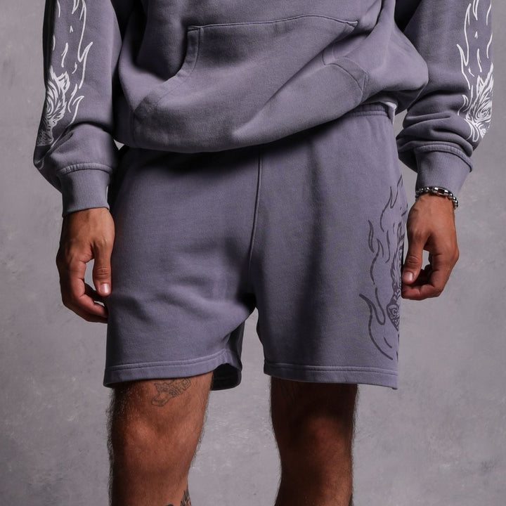 Fired Up Patch Liam Sweat Shorts in Norse Purple