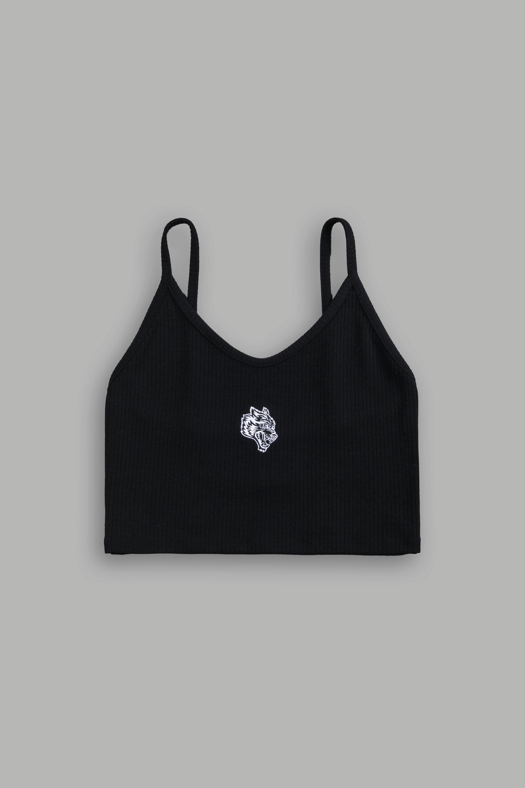 Single Wolf Spaghetti Crop Tank in Black