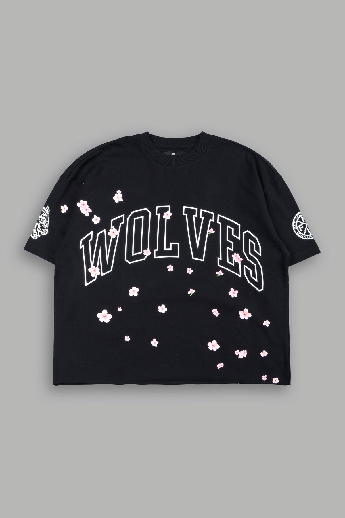 Loyalty Sakura Grunge Mid Length Raw Hem Tee In Black