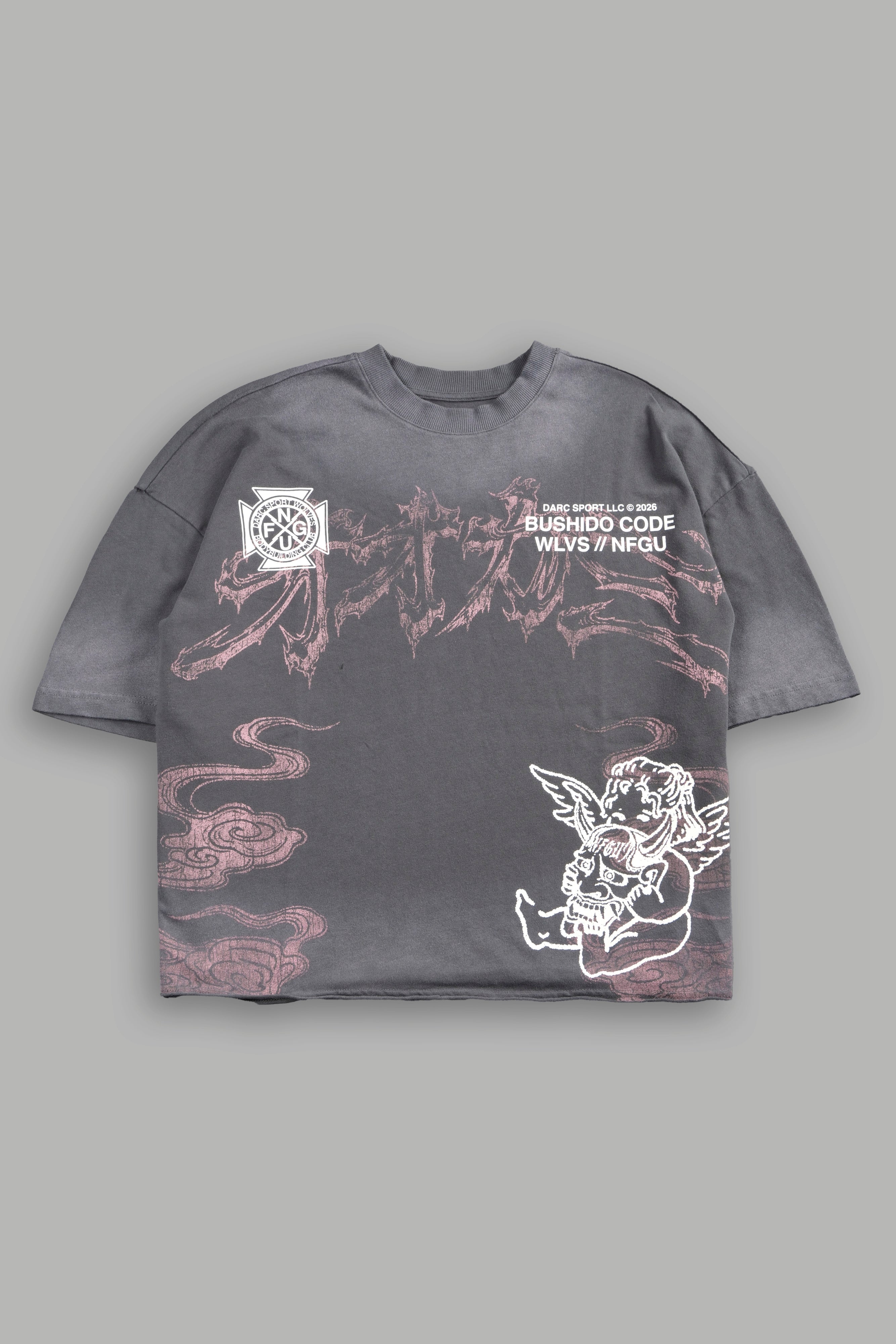Gates Inferno Premium Raw Hem Box Cut Tee in Slate Gray Drift Wash