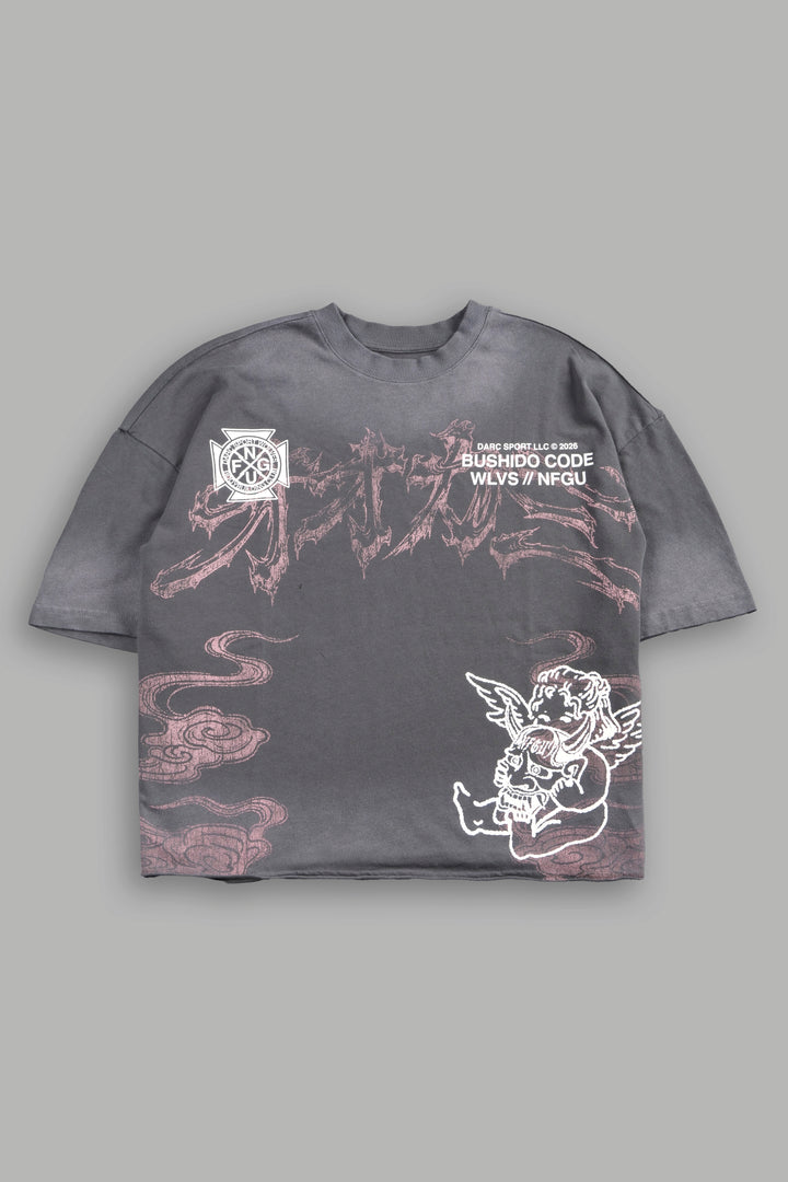 Gates Inferno Premium Raw Hem Box Cut Tee in Slate Gray Drift Wash