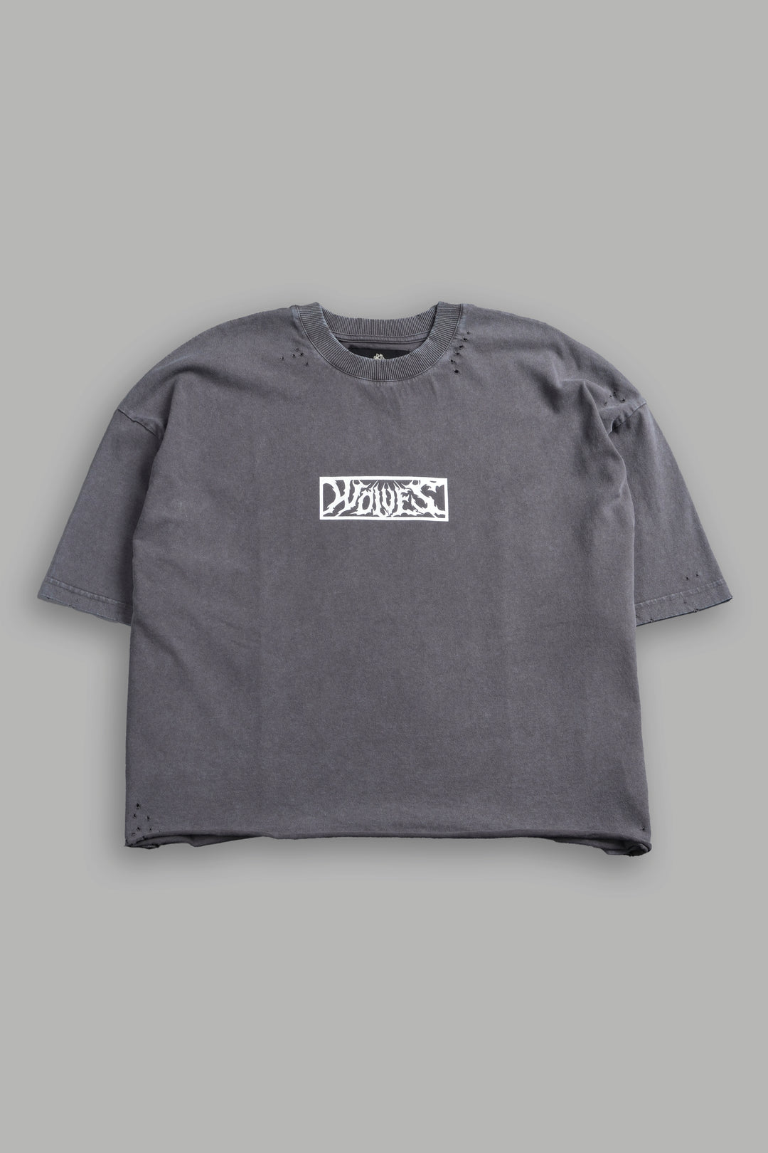 Midnight Wolves Distressed Grunge "Box Cut" Tee V2 in Slate Gray