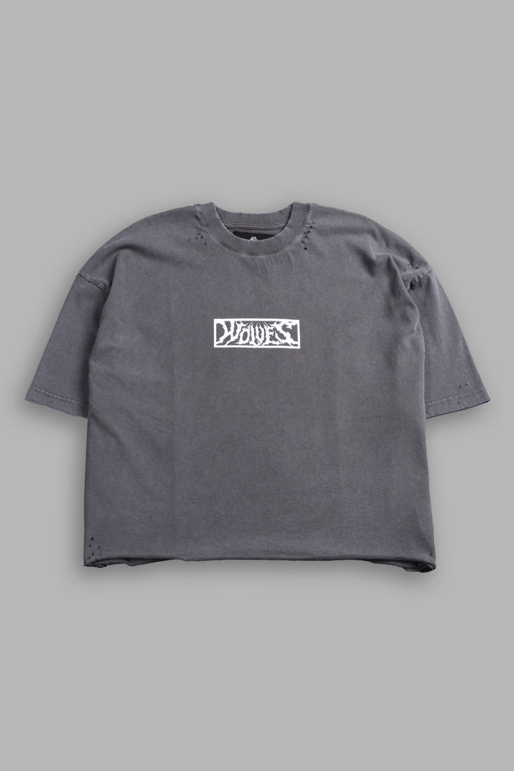 Midnight Wolves Distressed Grunge "Box Cut" Tee V2 in Slate Gray