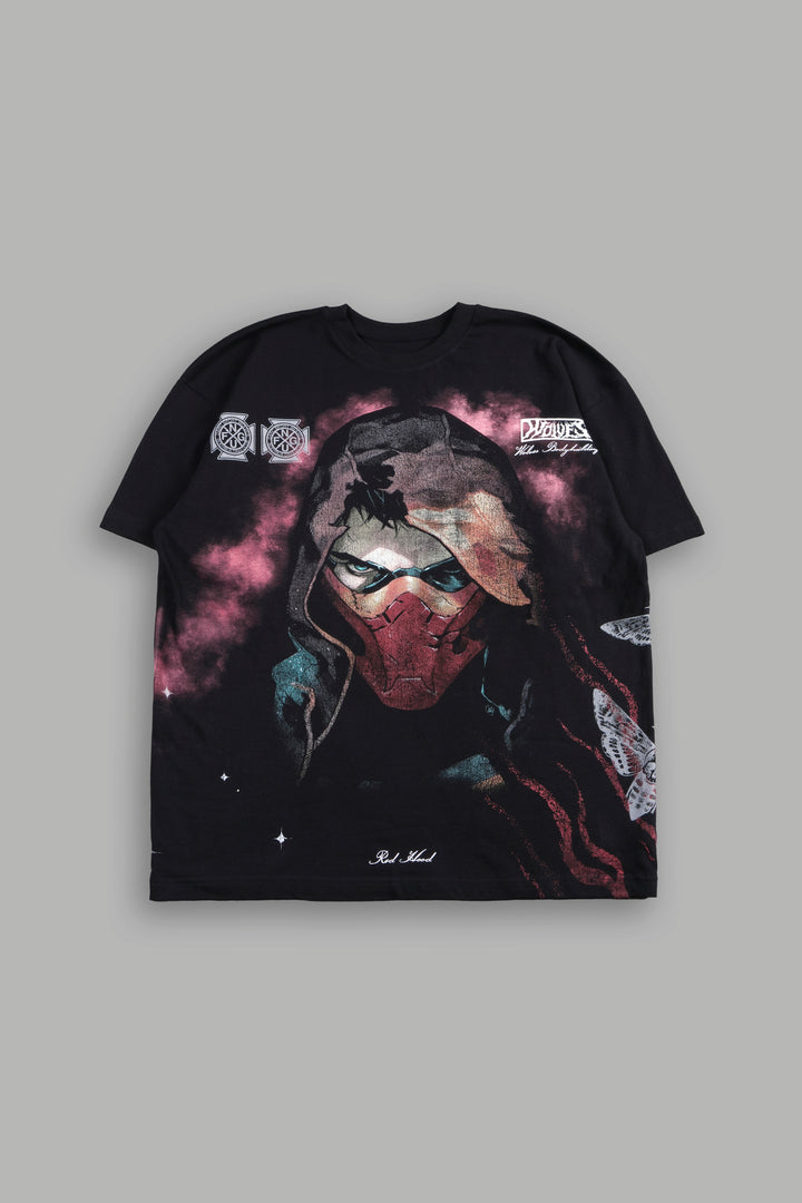 Red Hood Side-By-Side Series Premium Oversized Tee in Black