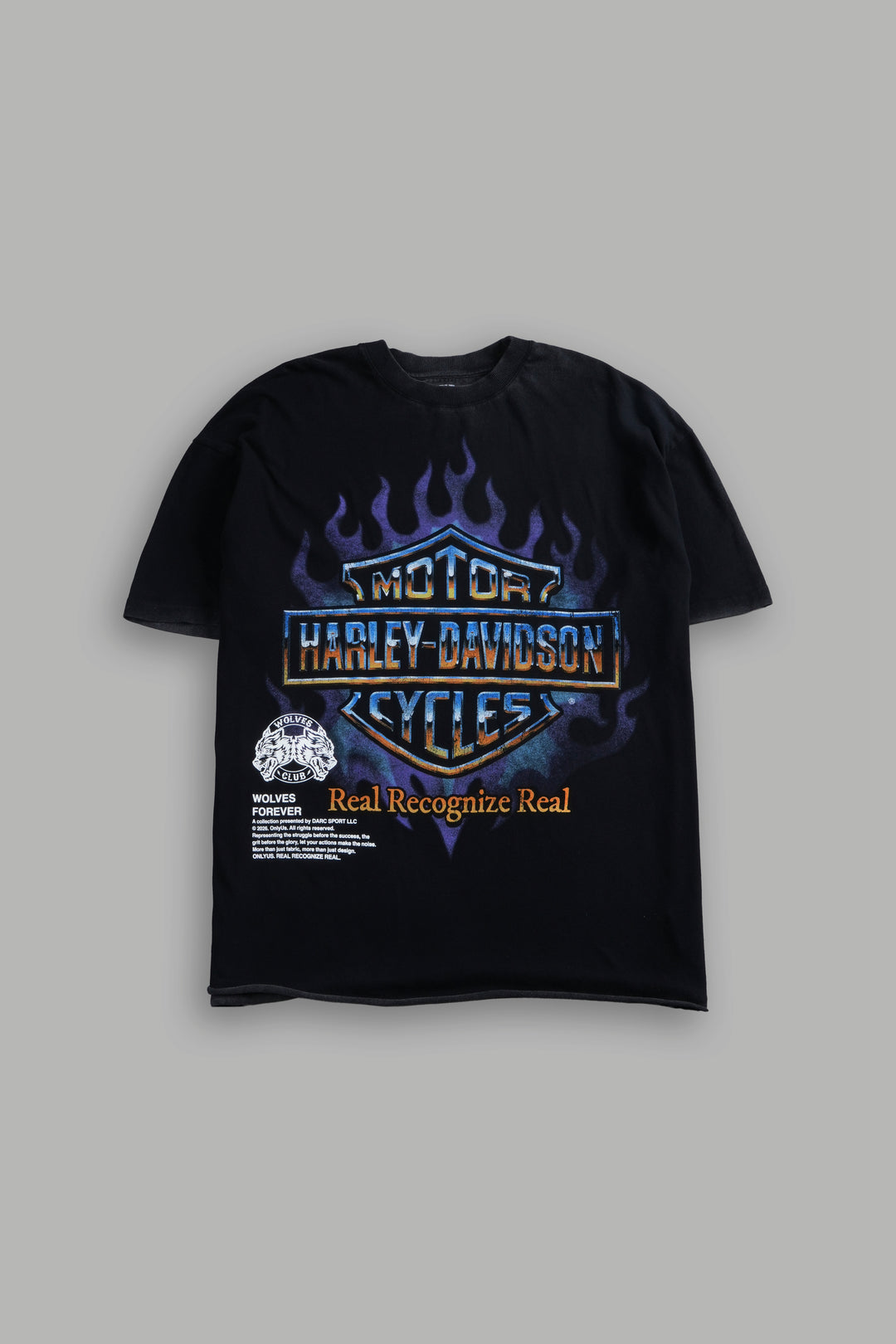 Iron Fire Raw Hem "Premium" Oversized Tee in Black