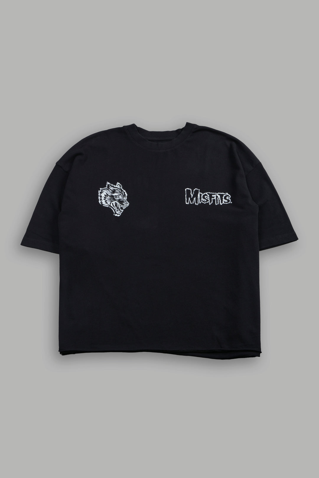 Misfits Premium Oversized Raw Hem Box Cut Tee in Black