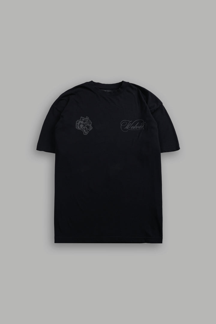 Nocturne Bloom Premium Oversized Tee in Black