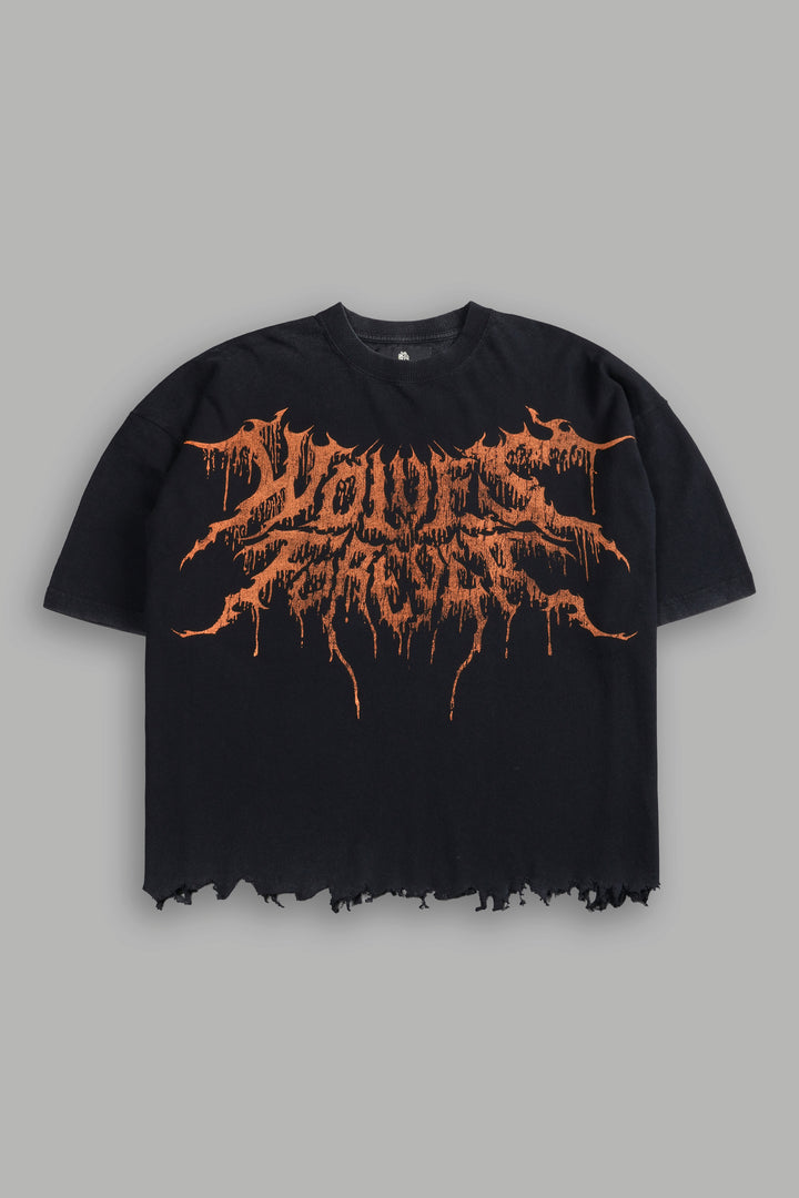 Drip Hesh Destroyed Grunge "Box Cut" Tee in Black