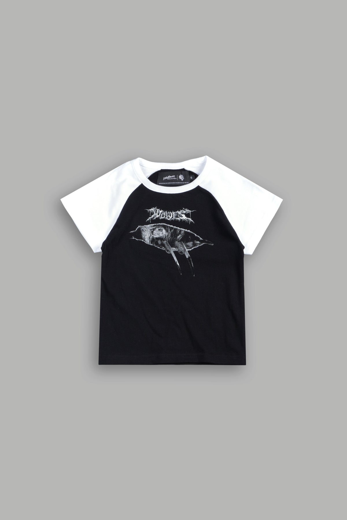 Dont Sleep Lina Raglan Baby Tee In Black/White