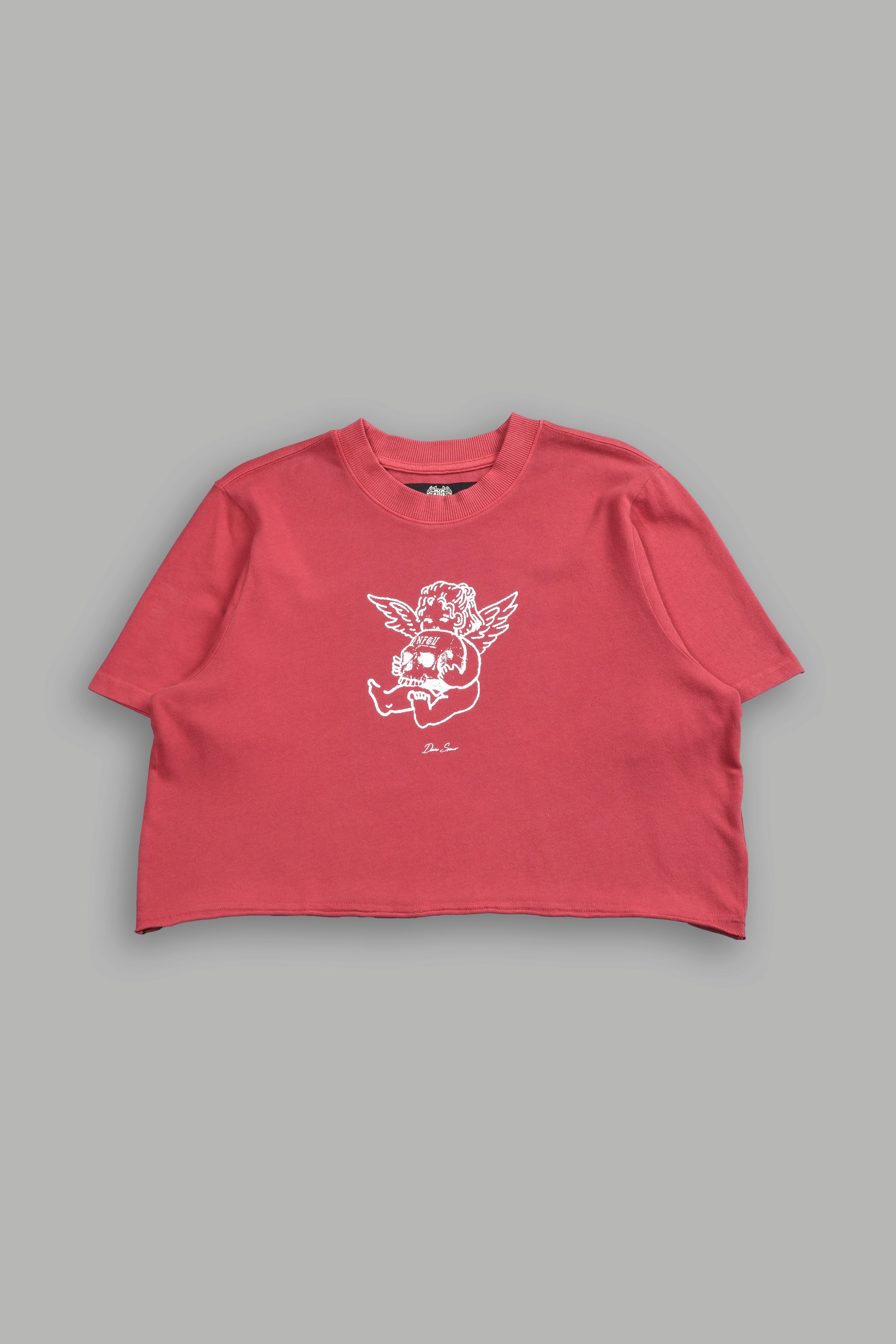 Cherub and the Skull "Premium" (Cropped) Tee in Roman Red