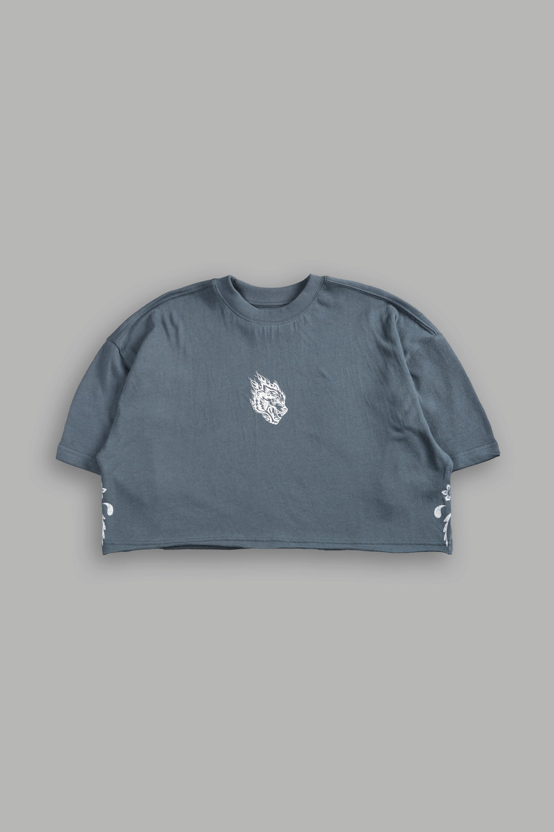 Faded Paisley Premium Oversized Cropped Tee in Greek Stone