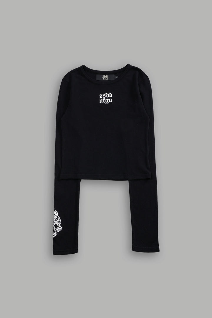 Moth Kanji L/S "Baby" Tee in Black