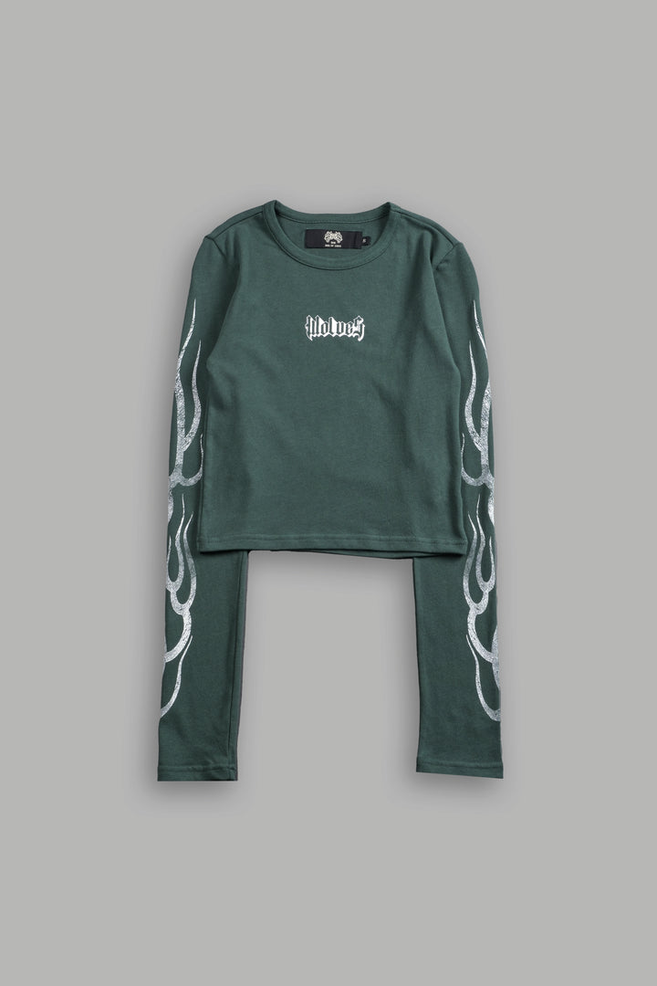 Wolves Flame L/S "Baby" Tee in Norse Green