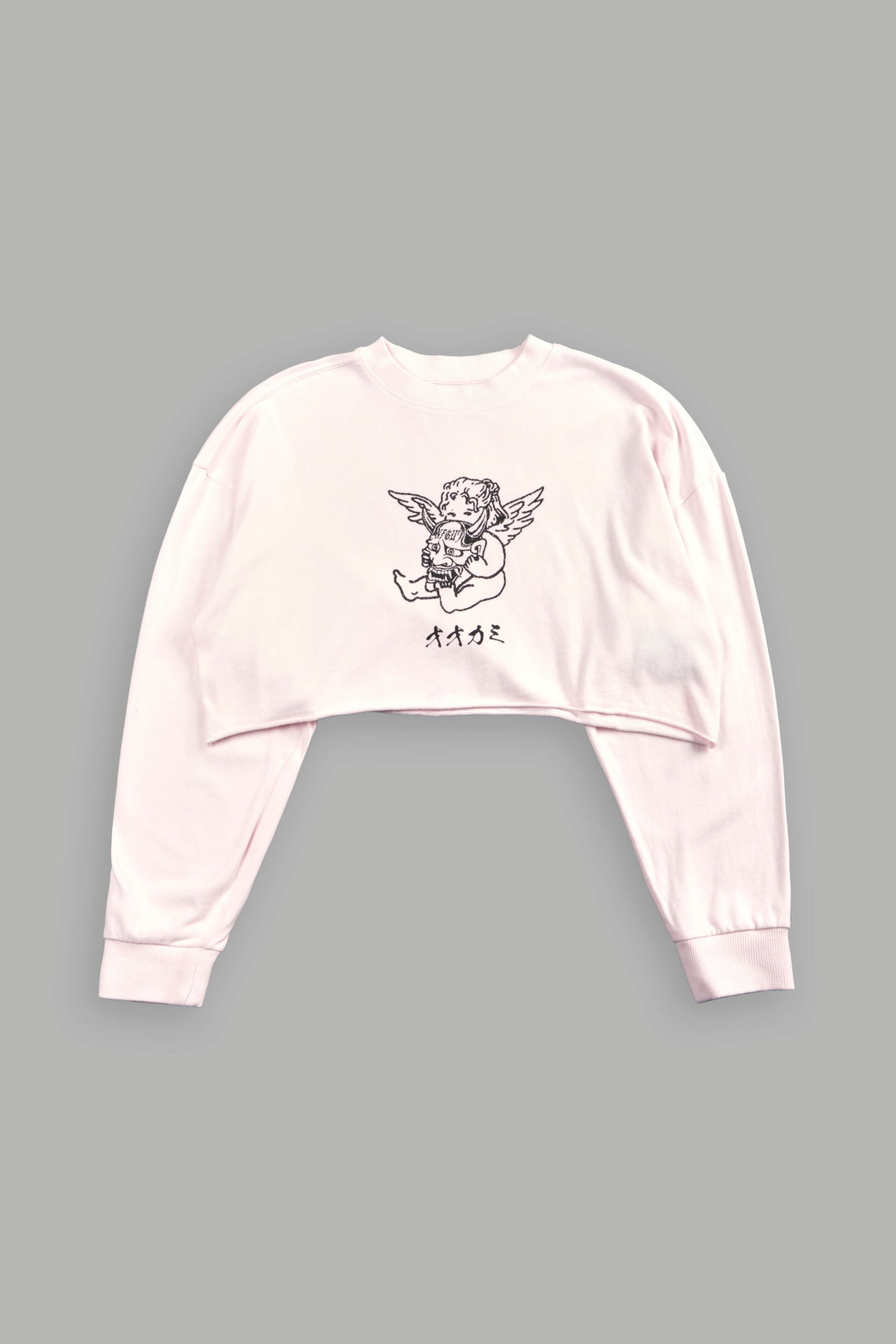Oni Cherub Premium Oversized Cropped Ls Tee in Blush Pink