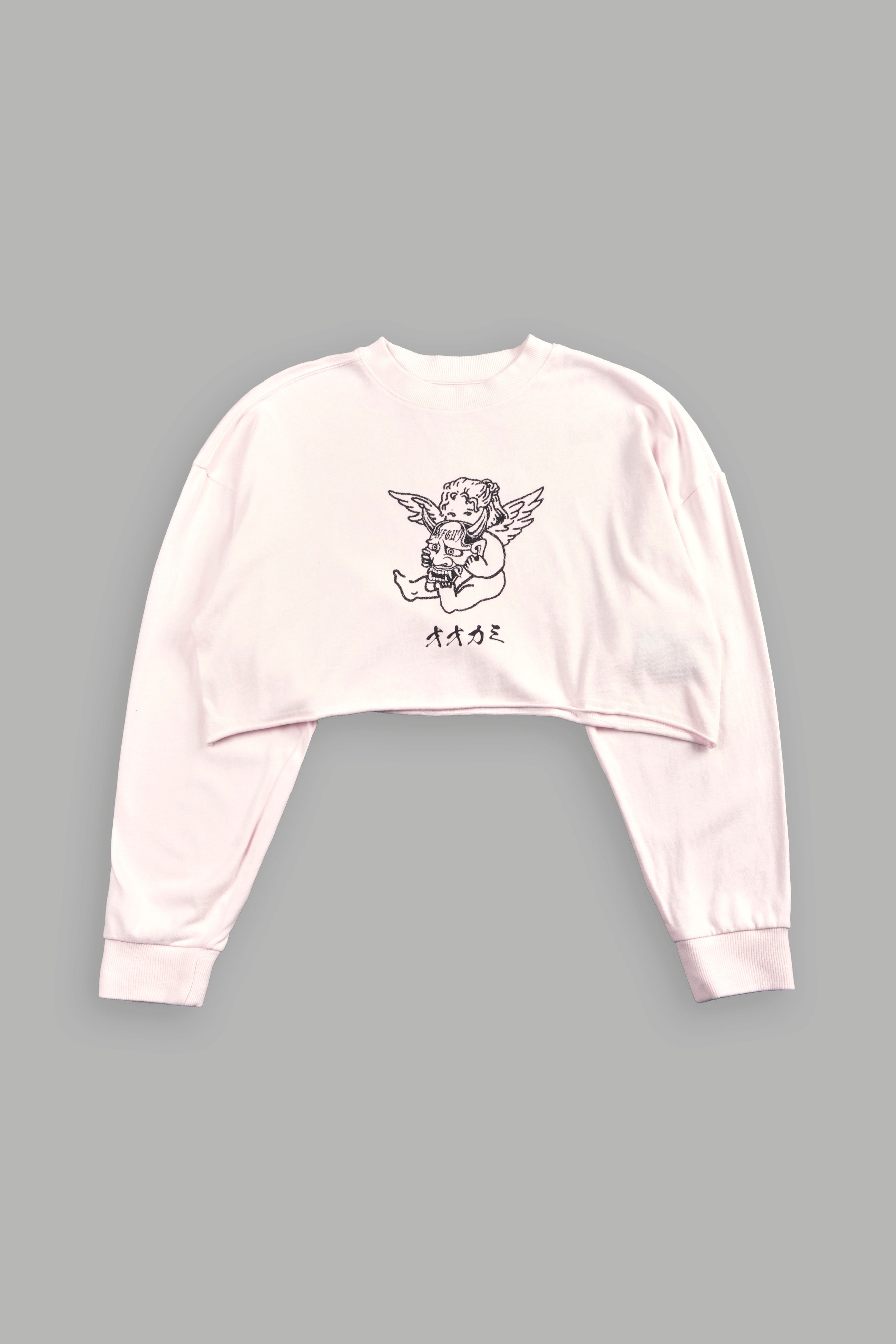 Oni Cherub Premium Oversized Cropped Ls Tee in Blush Pink