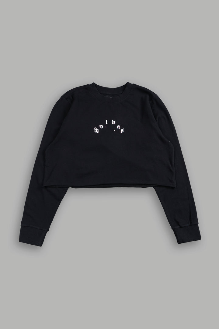 Sakura Pyramid Premium Cropped Ls Tee In Black