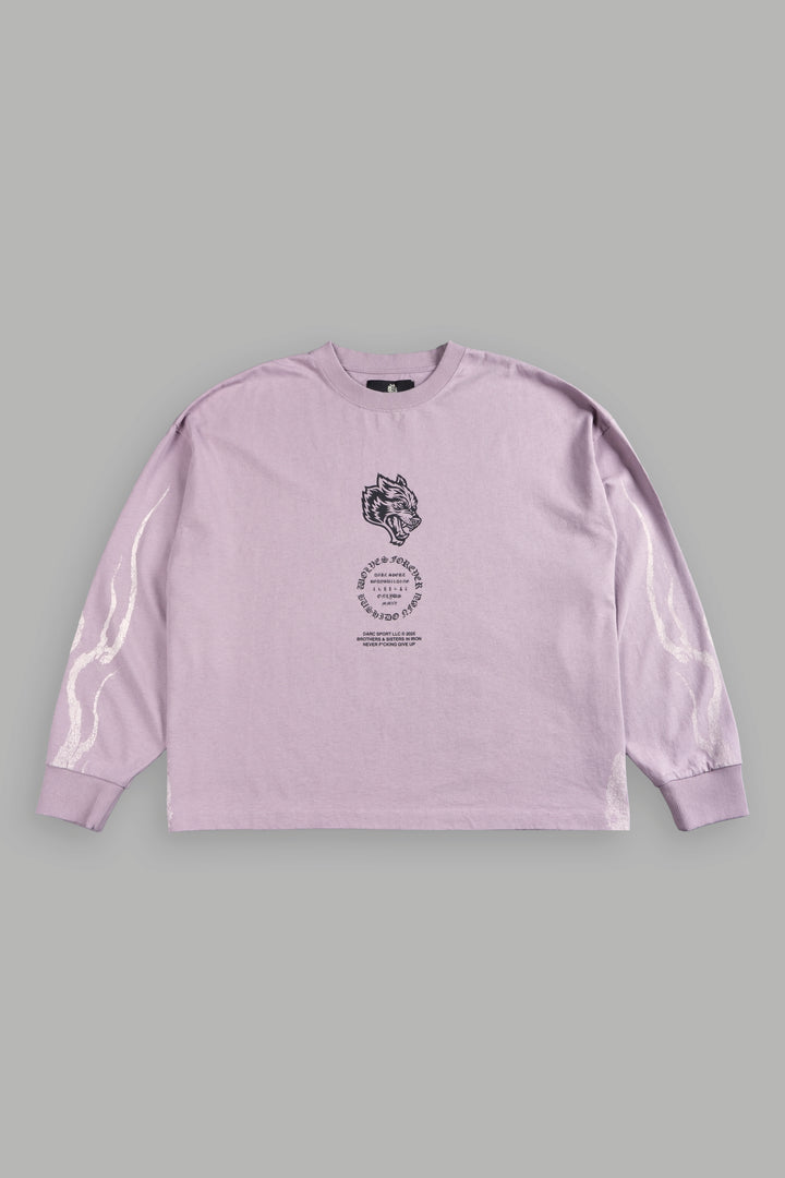 Warrior's Fire Grunge "Box Cut" L/S Tee in Purple Smoke