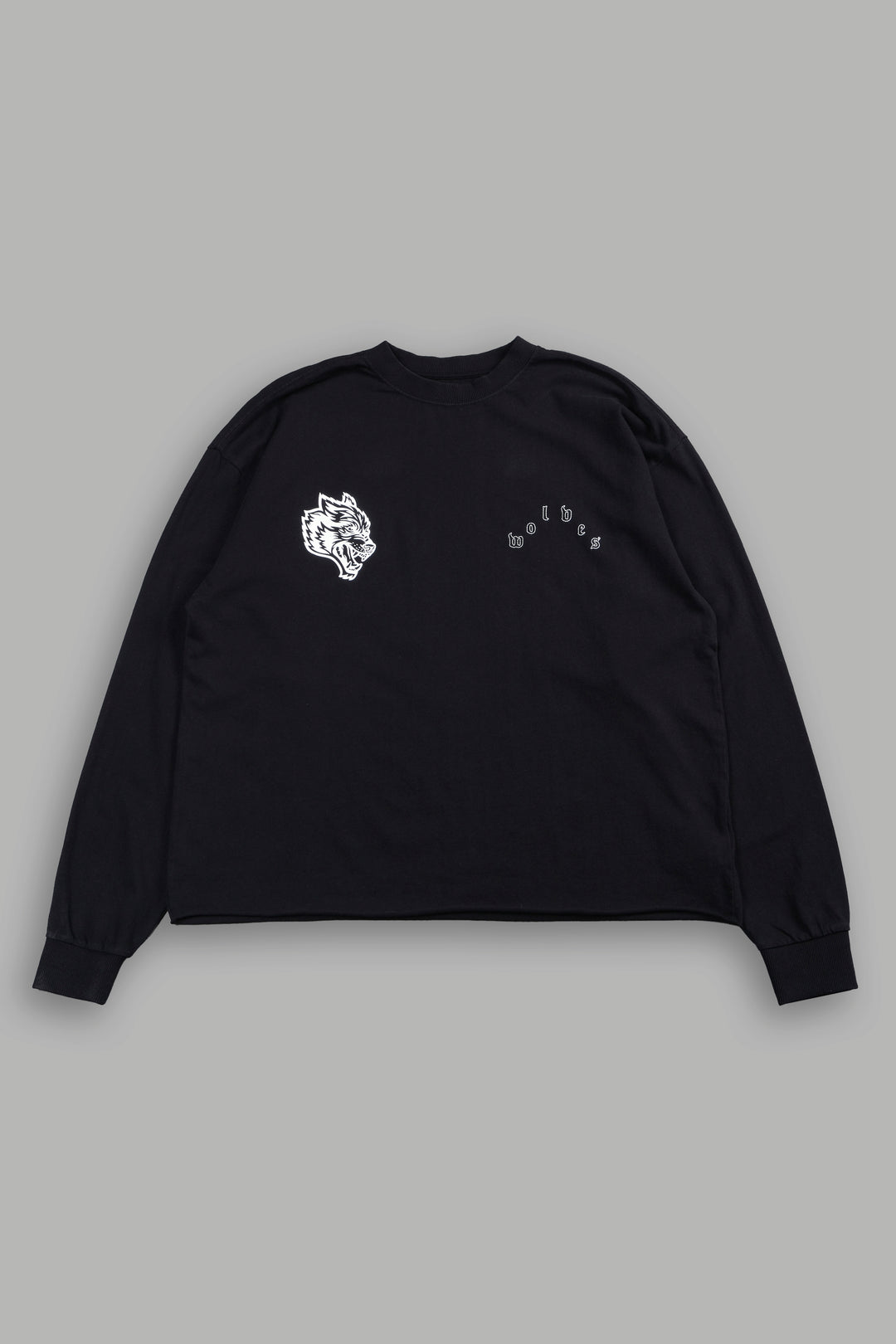 Hand That Holds Grunge Mid Length Raw Hem Ls Tee In Black