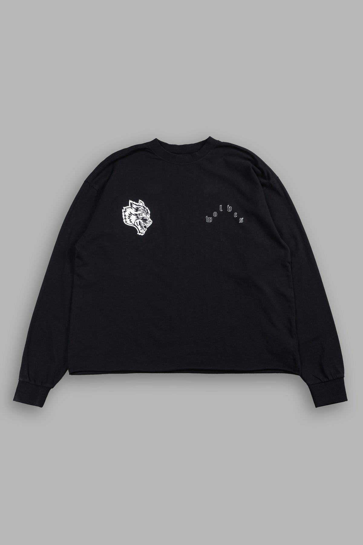 Hand That Holds Grunge Mid Length Raw Hem Ls Tee In Black