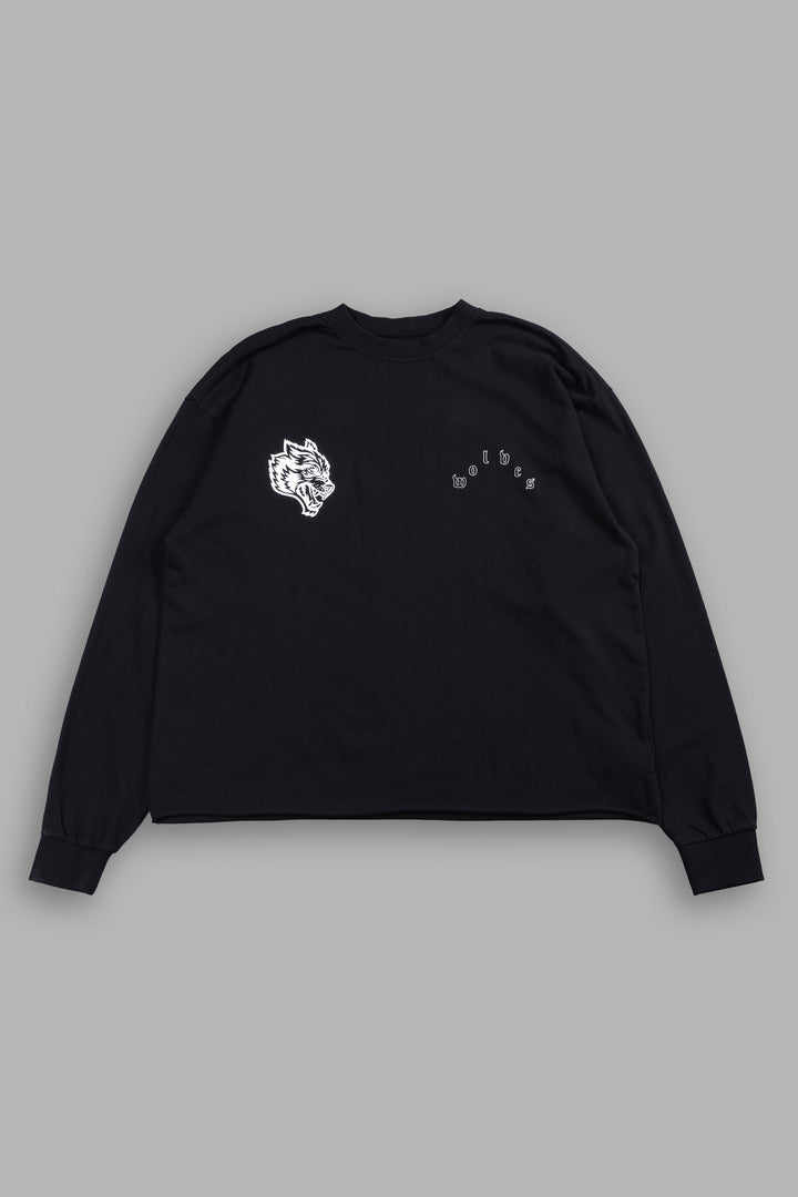 Hand That Holds Grunge Mid Length Raw Hem Ls Tee In Black