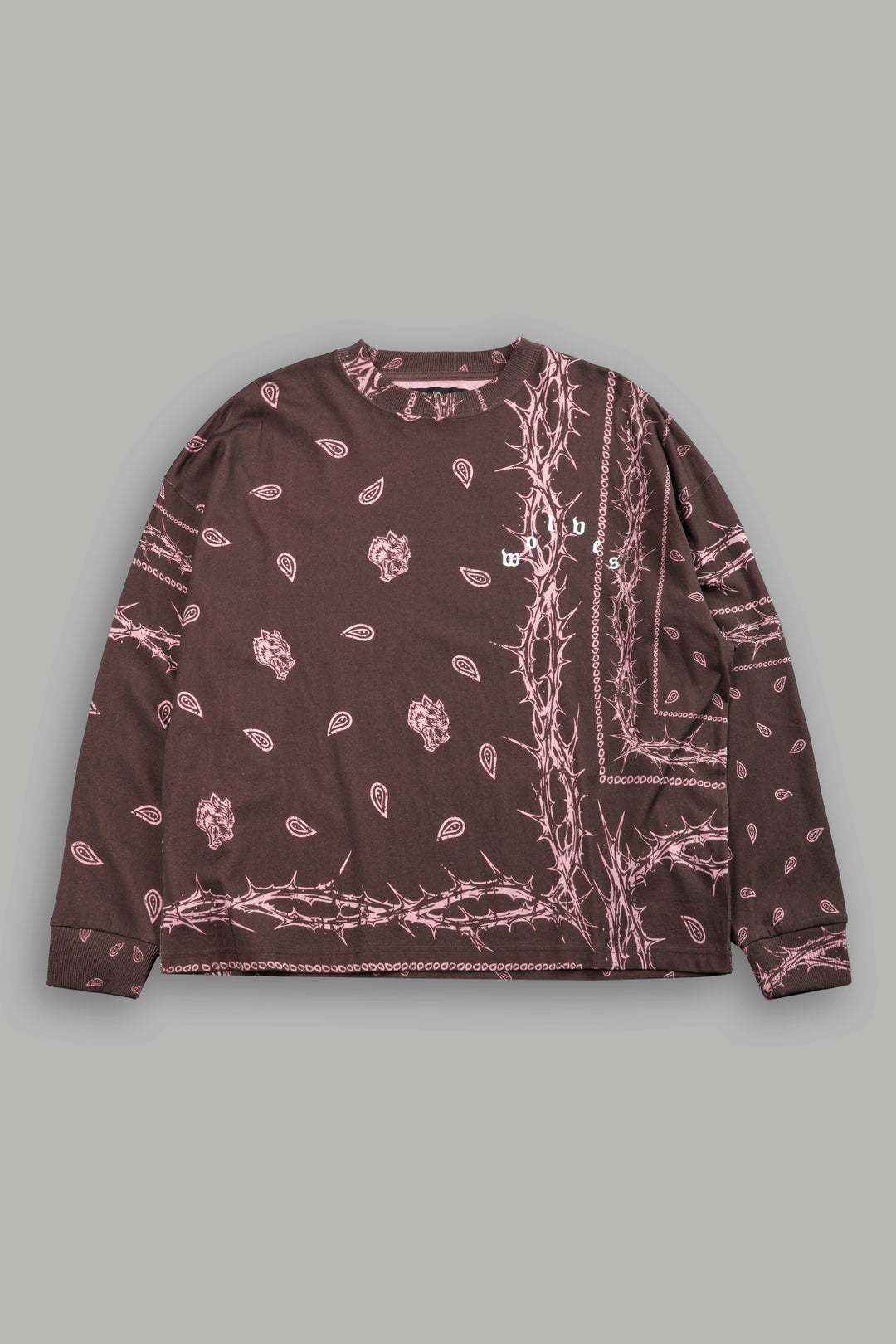 Wolves Pyramid Grunge "Box Cut" L/S Tee in Desert Dust Thorn Paisley