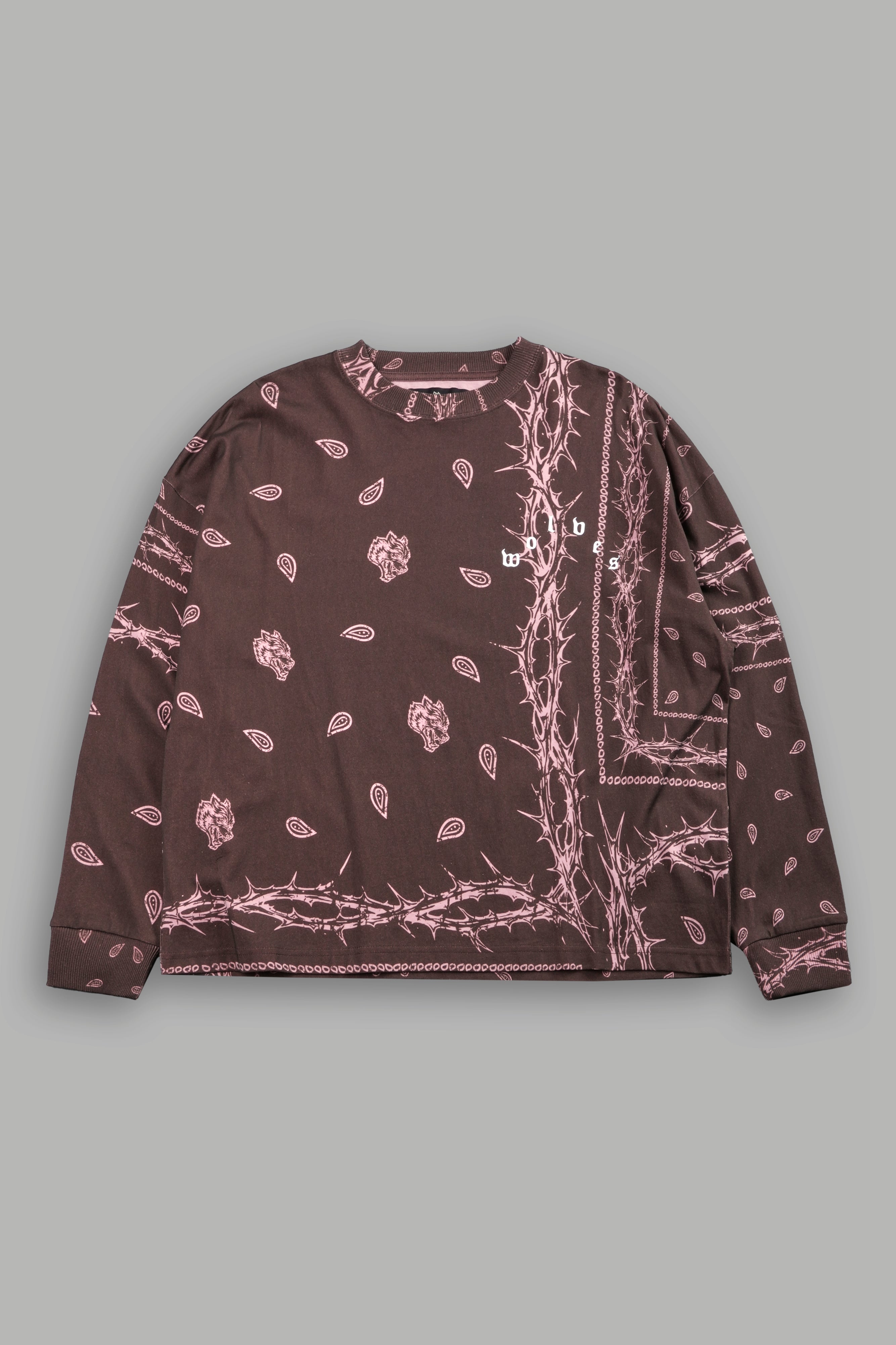 Wolves Pyramid Grunge "Box Cut" L/S Tee in Desert Dust Thorn Paisley