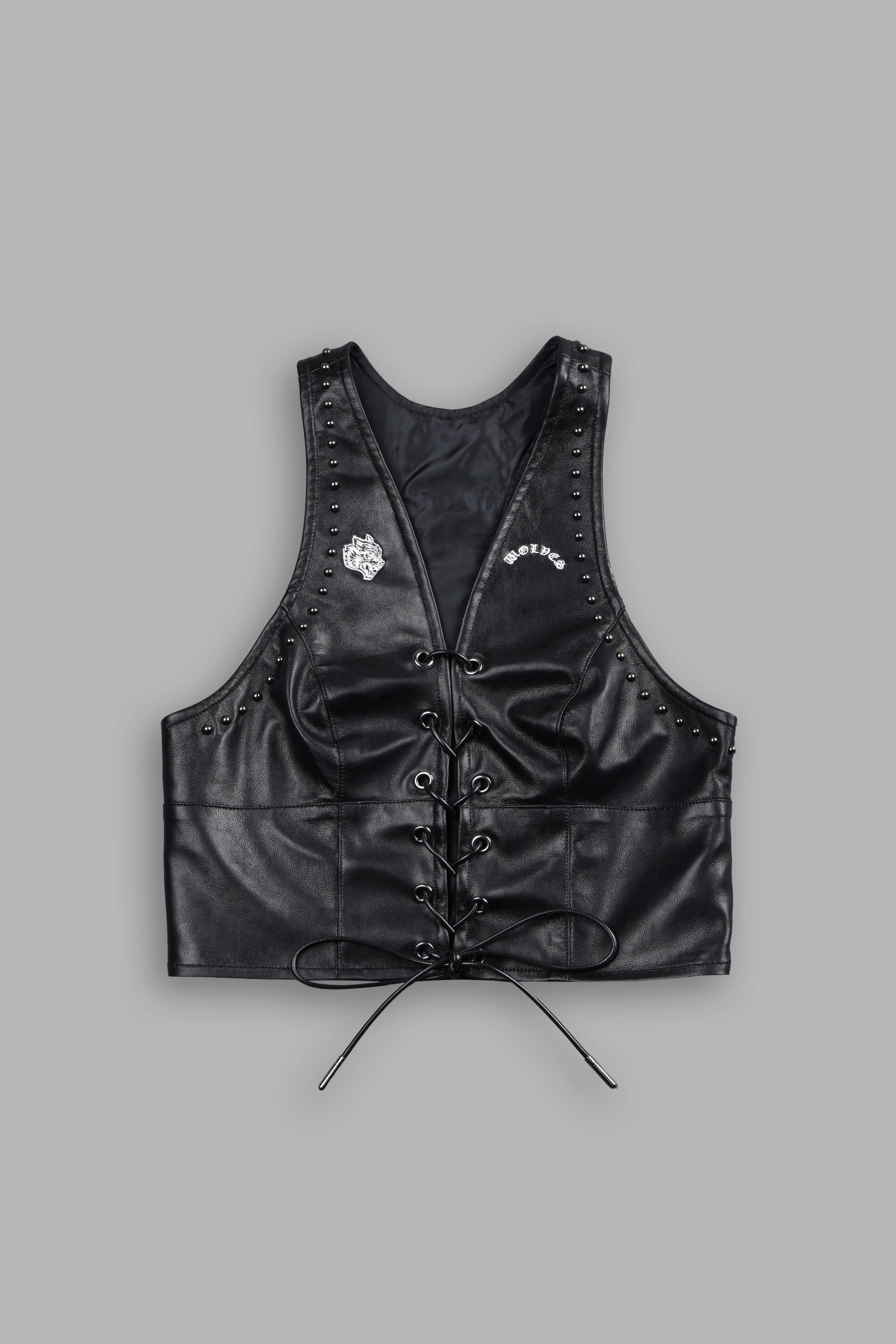 Wolf Chopper Leather Lace Up Top in Black – DarcSport