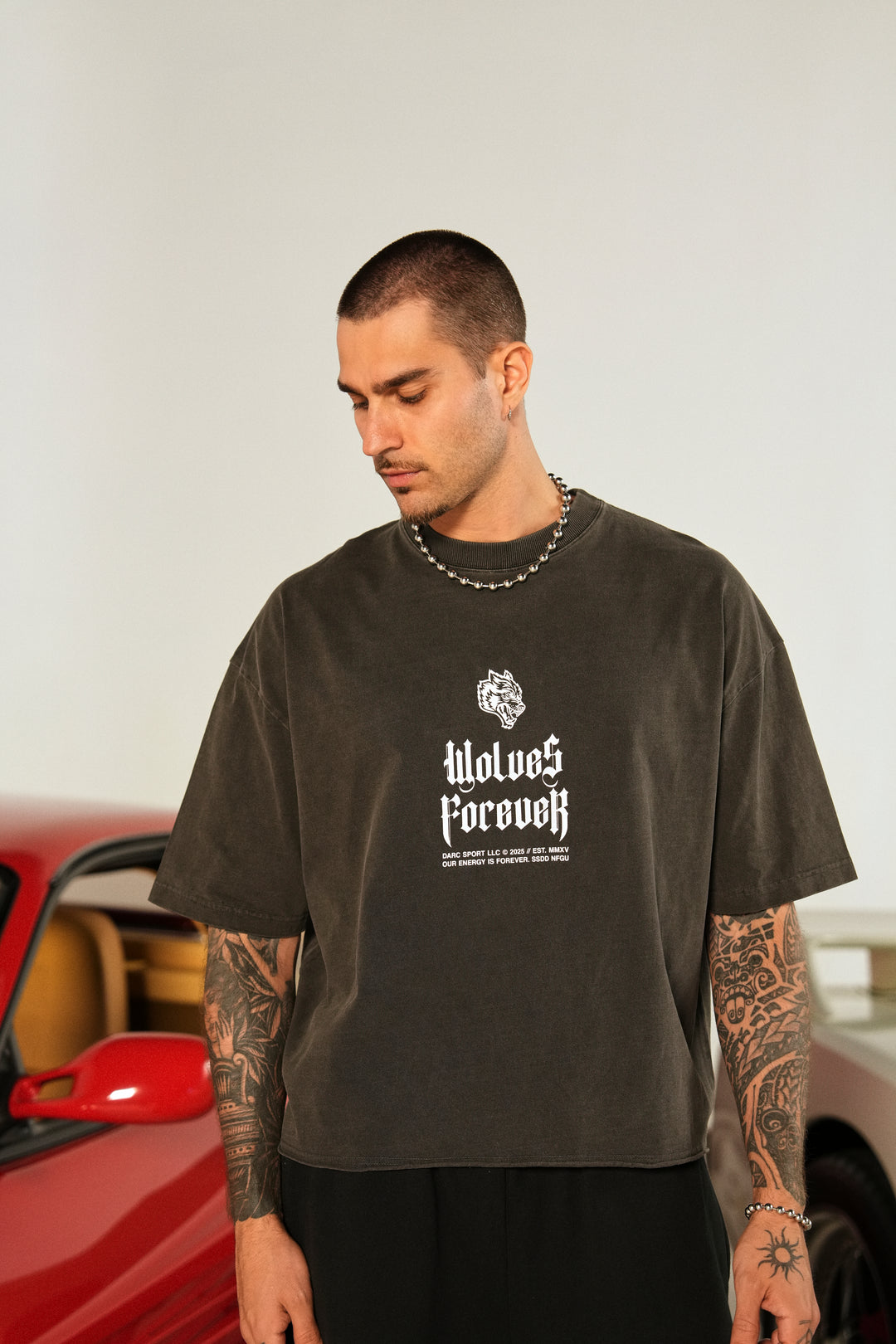 You'll Know Grunge Raw Hem "Box Cut" Tee in Wolf Gray