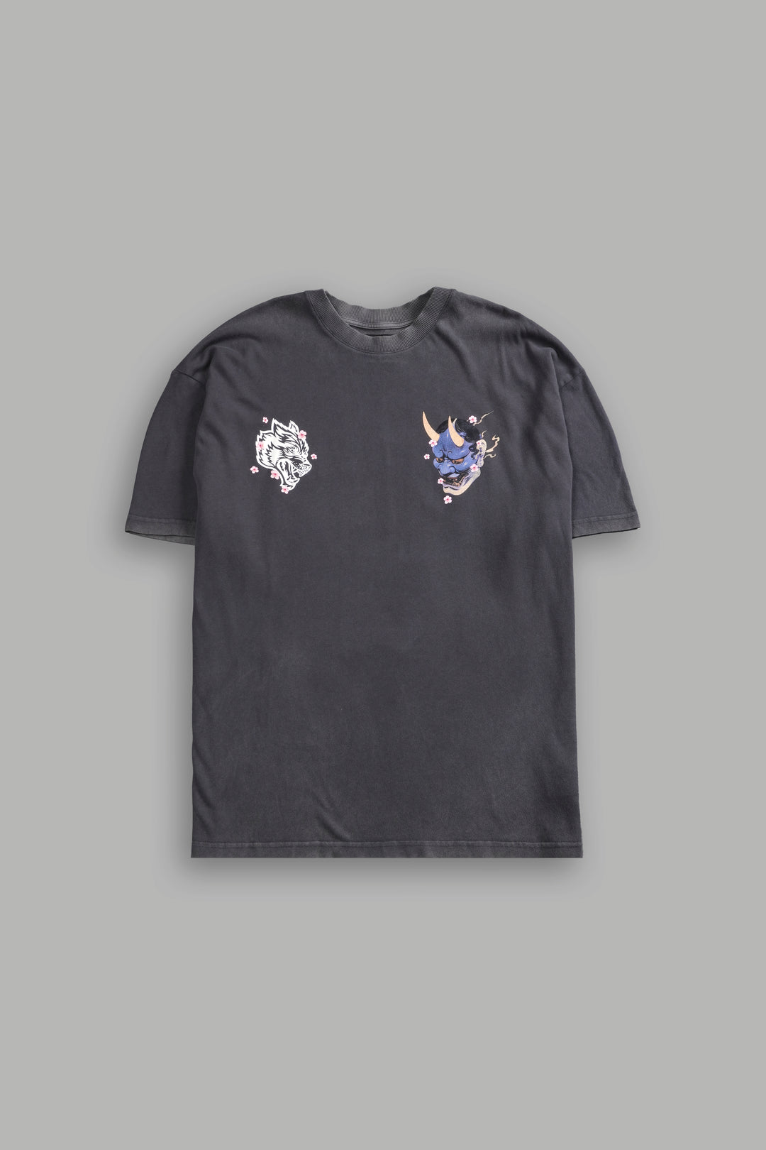 Oni Code Blossom "Premium" Oversized Tee in Wolf Gray