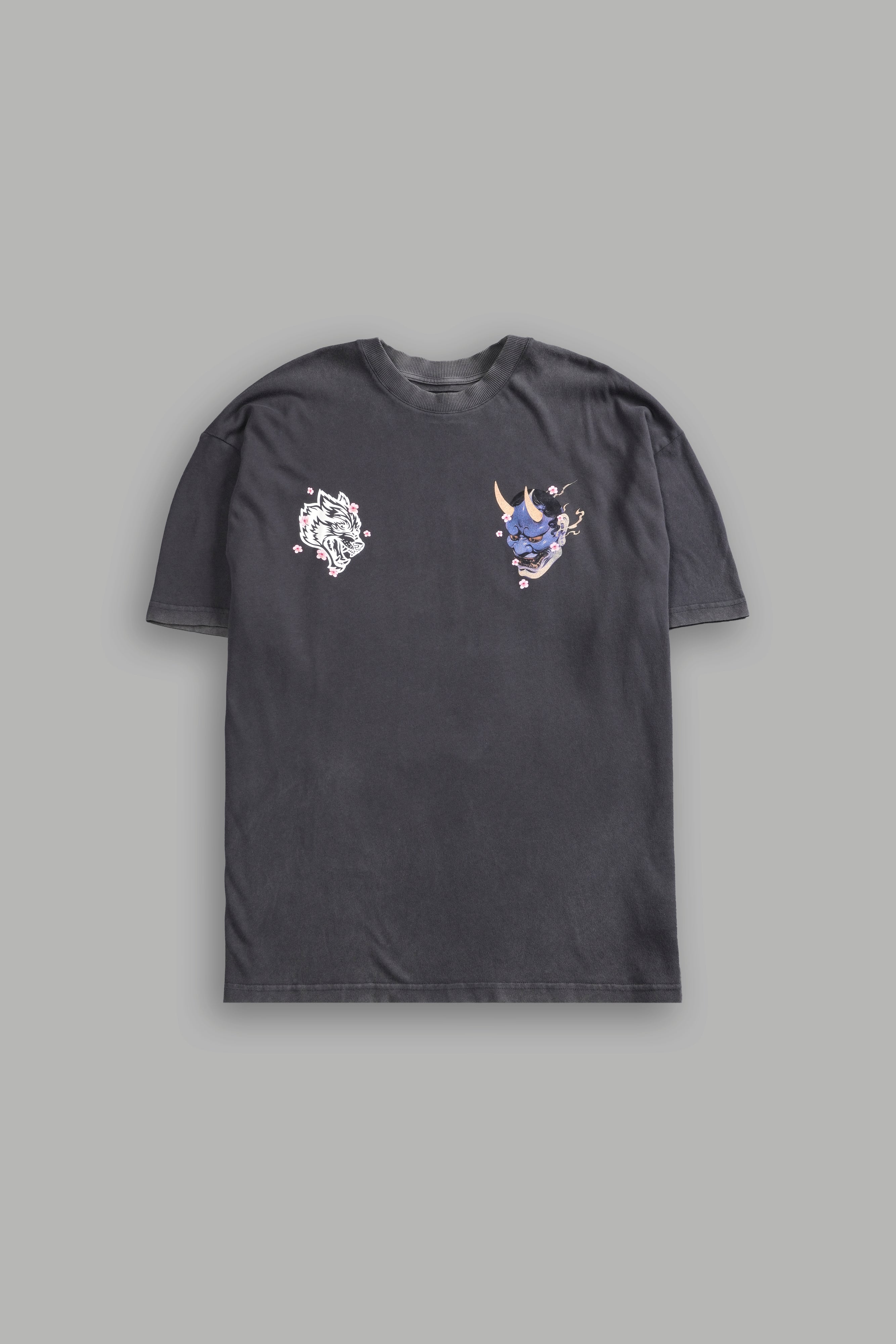 Oni Code Blossom "Premium" Oversized Tee in Wolf Gray